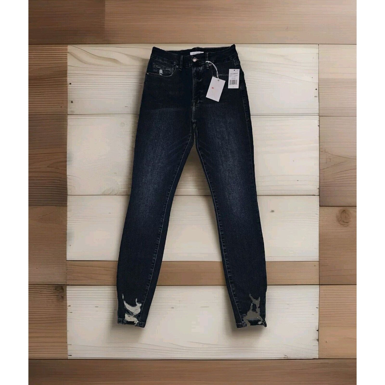Good American GOOD AMERICAN Good Legs High Rise Released Frayed Hem Skinny Size 27" / US 4 / IT 40 - 2 Thumbnail