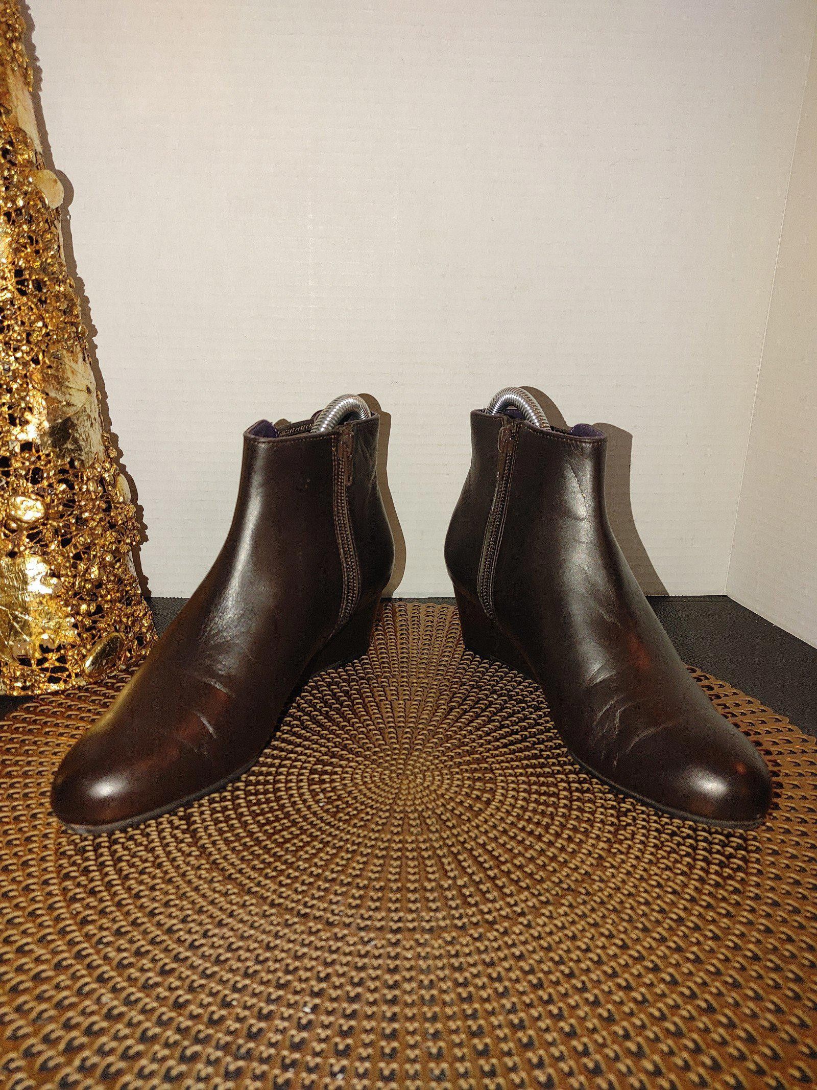 Designer Vaneli Laban Leather Wedge Boots Size 5.5M Size US 5.5 / IT 35.5 - 4 Thumbnail