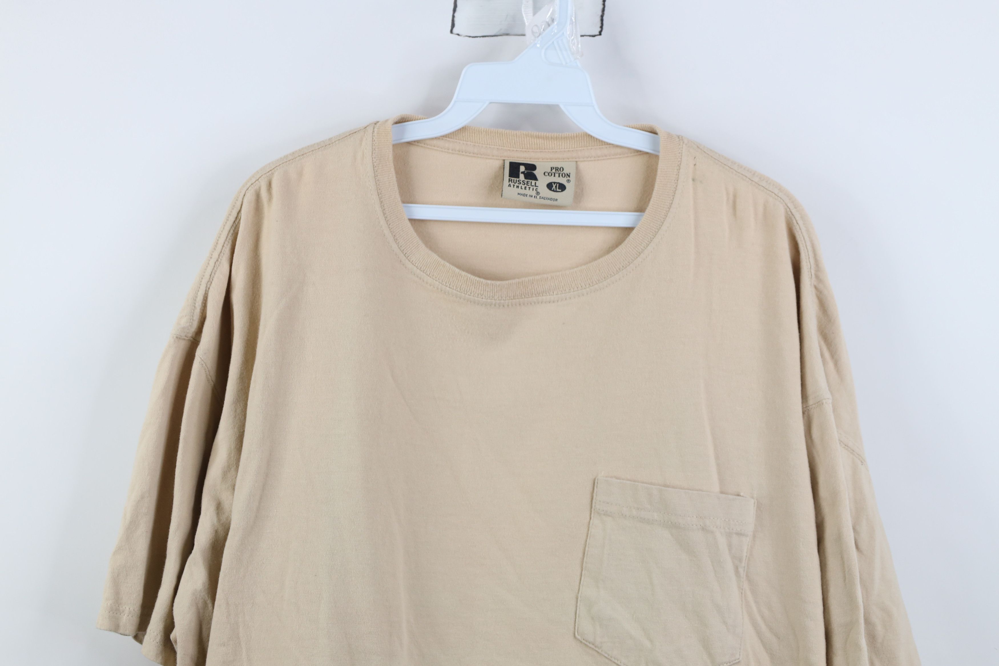 Russell Athletic Vintage 90s Y2K Russell Athletic Pocket T-Shirt Khaki Tan Size US XL / EU 56 / 4 - 2 Thumbnail