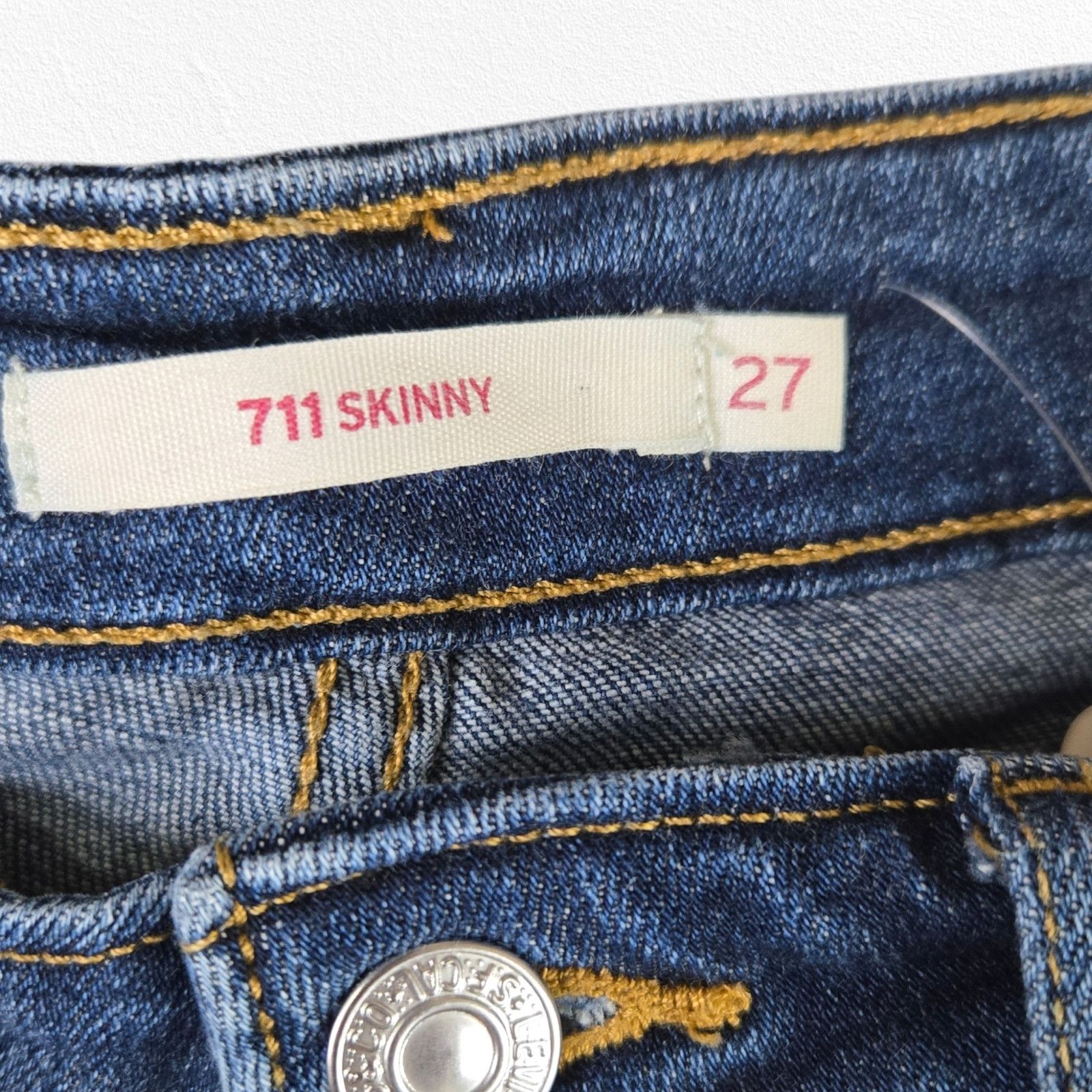 Levi's Levi's 711 Dark Distressed Low Rise Skinny Jeans Size 27 Size 27" / US 4 / IT 40 - 4 Thumbnail