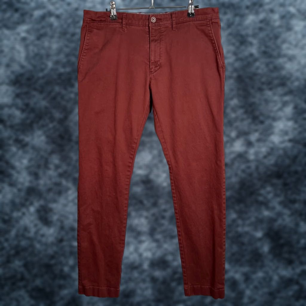J.Crew J.CREW 484 Mens Slim Chino Pant 33 x 32 Red Cotton Blend Elastane Slim Fit Casual Size US 33 - 1 Thumbnail