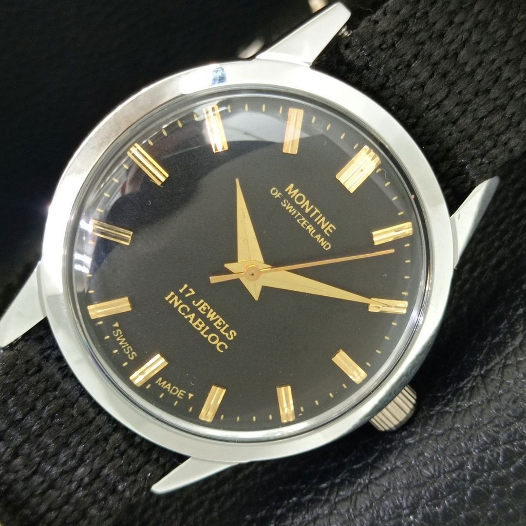 Other VINTAGE MONTINE HAND-WINDING SWISS MENS WHITE WATCH a444170 Size 38 - 1 Thumbnail