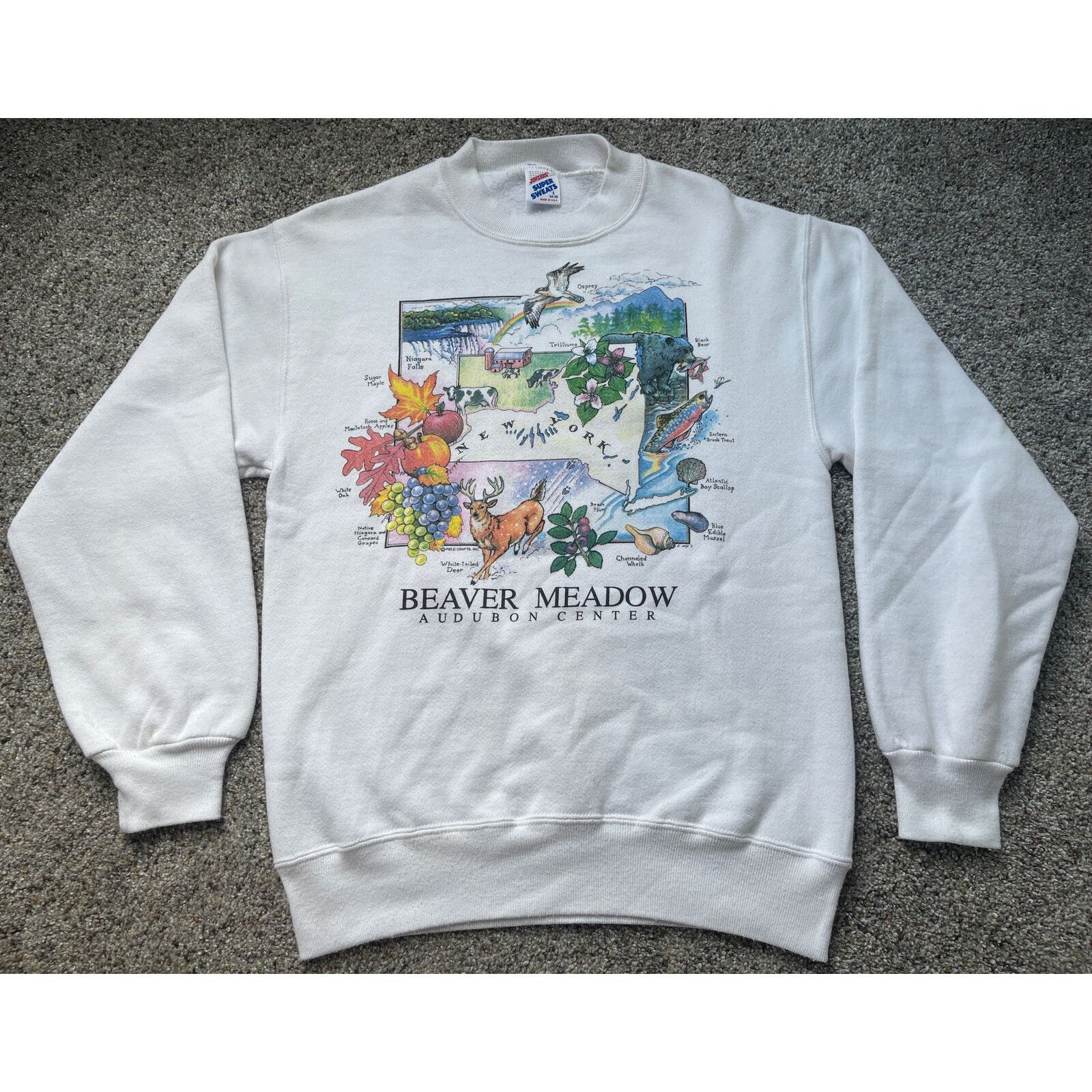 Jerzees Vintage 80s Small Beaver Meadow New York State Park Crewneck Size US S / EU 44-46 / 1 - 1 Thumbnail
