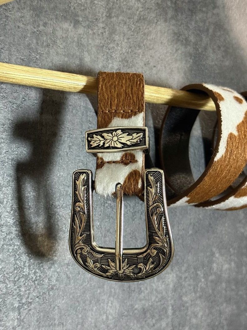 Vintage 🔥Sick Vintage Thin Cow Print Faux Fur Eco Leather Belt MM6 Size ONE SIZE - 4 Thumbnail