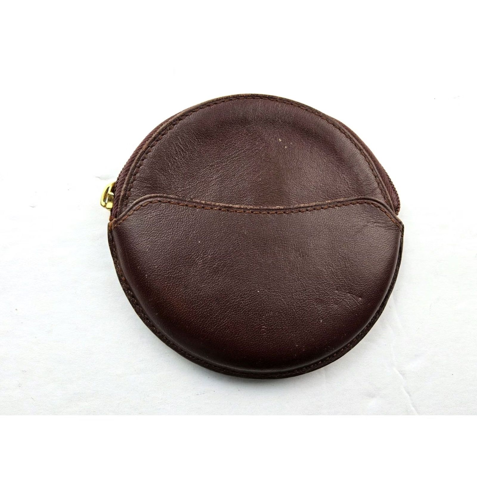 Cartier Cartier Leather Pouch Wallet Burgundy Women Circle Coin Bag Leather Wallet Size ONE SIZE - 3 Thumbnail