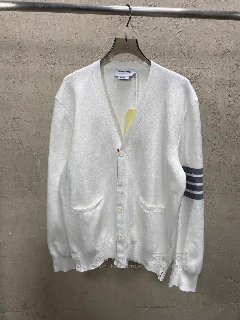 Thom Browne Thom Browne White Knit Cardigan Size US XL / EU 56 / 4 - 1 Thumbnail