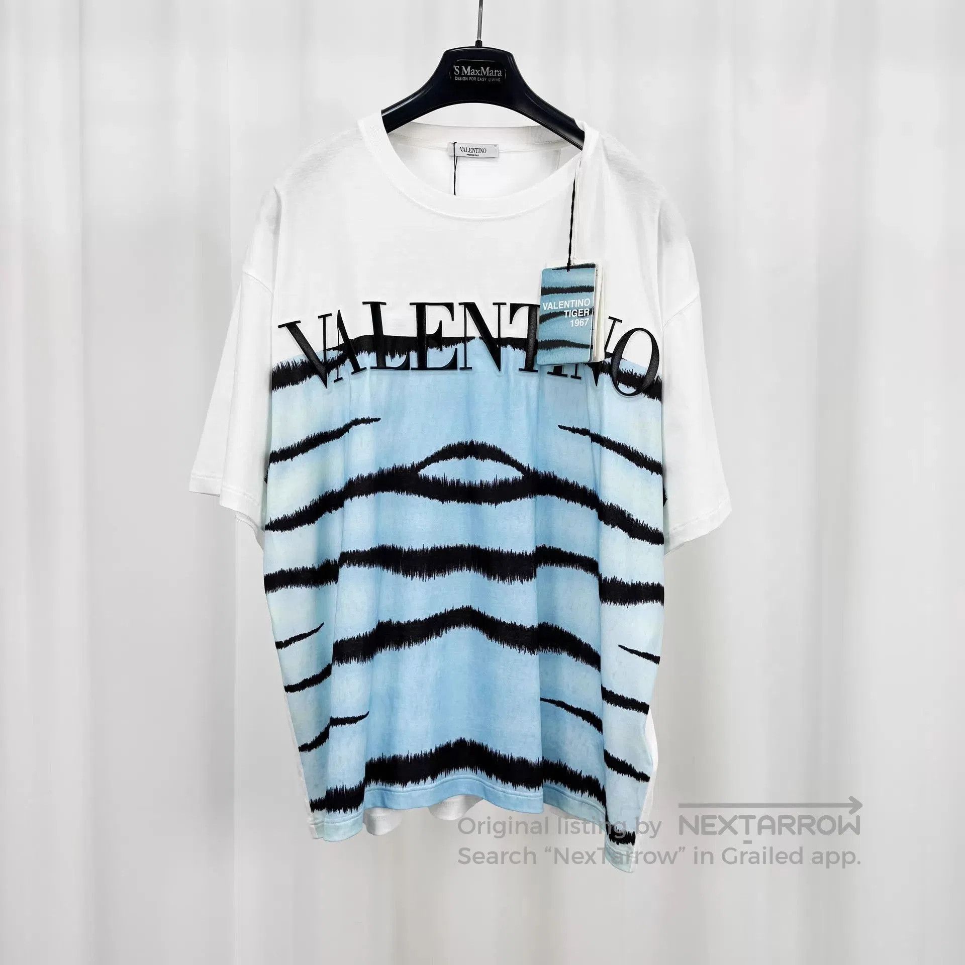 Valentino White Tiger Stripe Short Sleeve Shirt. Size US M / EU 48-50 / 2 - 1 Thumbnail