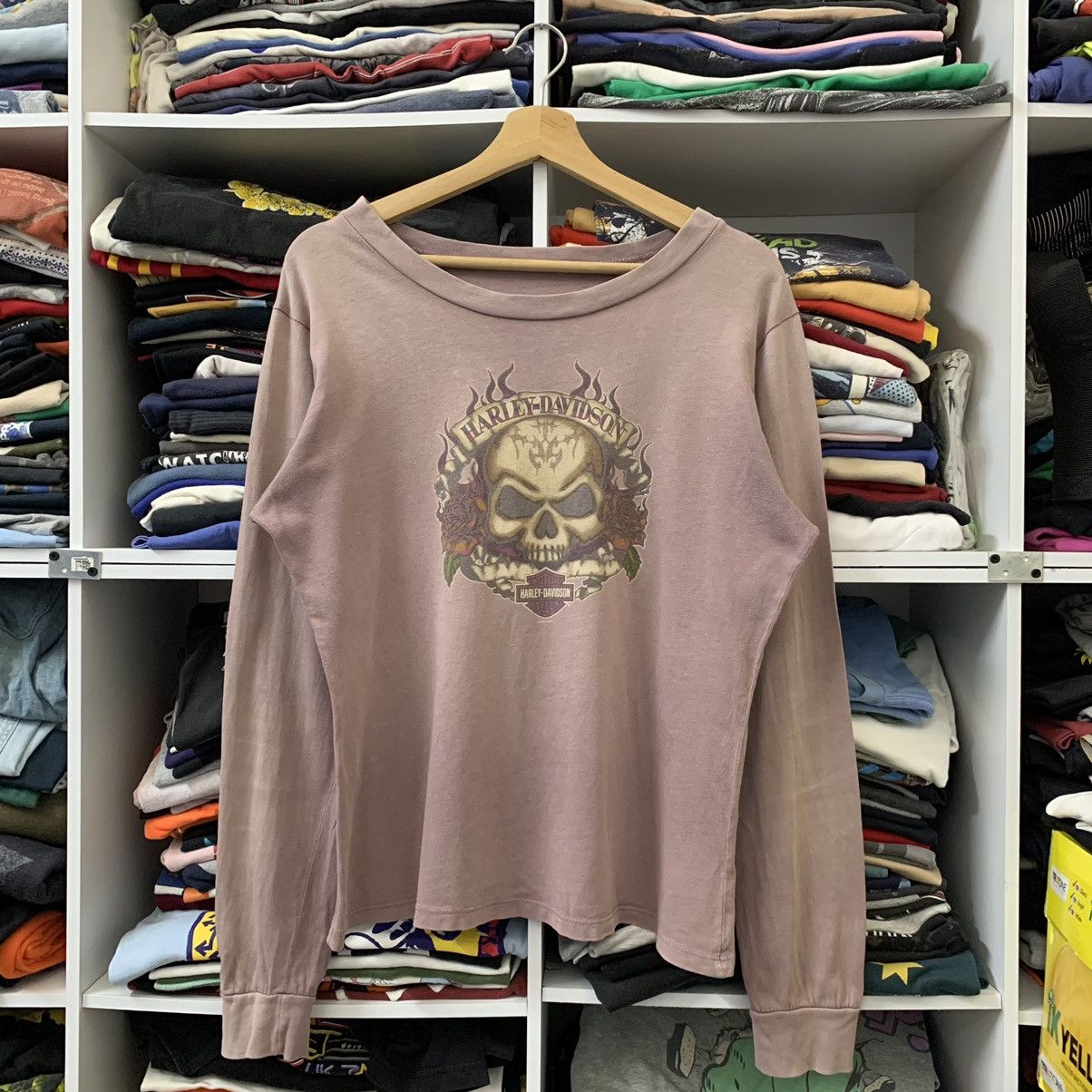 Harley Davidson × Vintage VTG 07 HARLEY DAVIDSON SKULL FLAME SKULL TEE Size M / US 6-8 / IT 42-44 - 1 Thumbnail