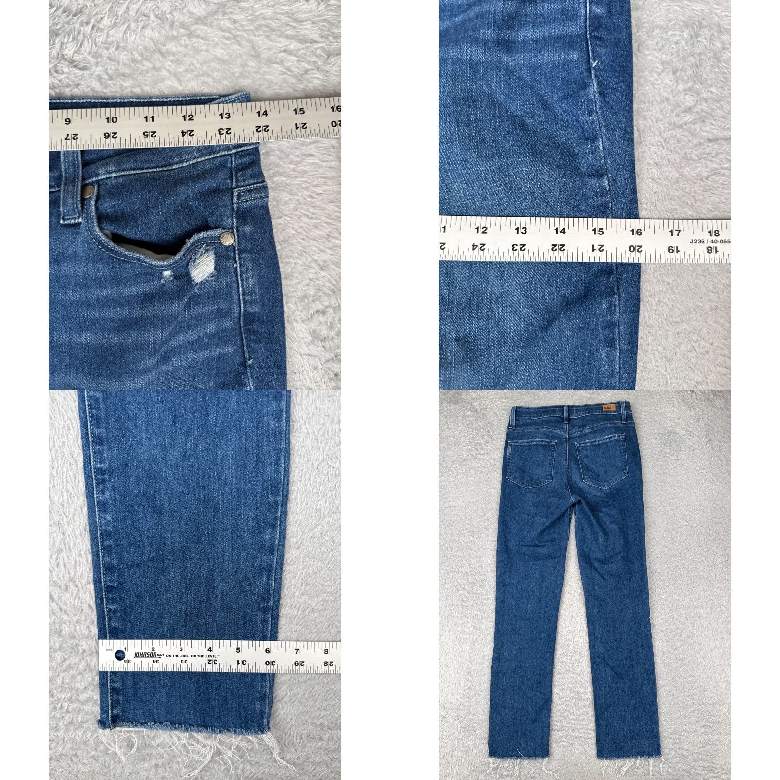 Paige PAIGE Jeans Womens 27 Blue Denim Straight Leg Hoxton Slim Distressed 27x27 Size 27" / US 4 / IT 40 - 9 Thumbnail