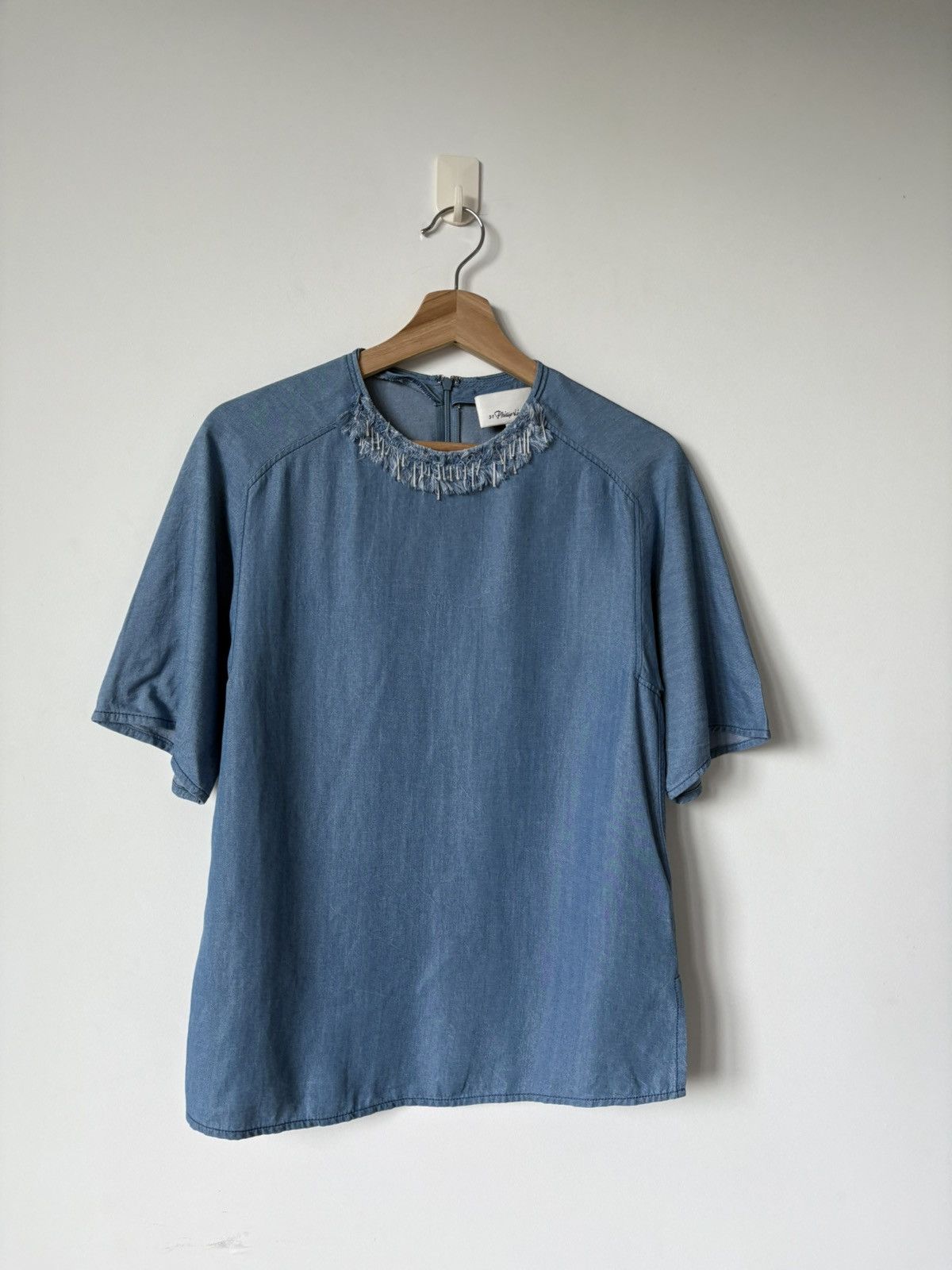 3.1 Phillip Lim 3.1 Phillip Lim Chambray Fringe Neck Top Size S / US 4 / IT 40 - 2 Thumbnail