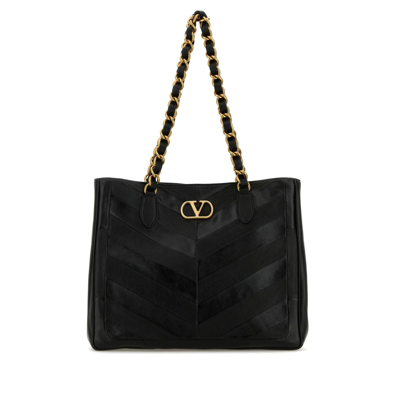 Valentino VALENTINO GARAVANI LaSeine Medium Black Leather Shopping Tot Size ONE SIZE - 1 Thumbnail