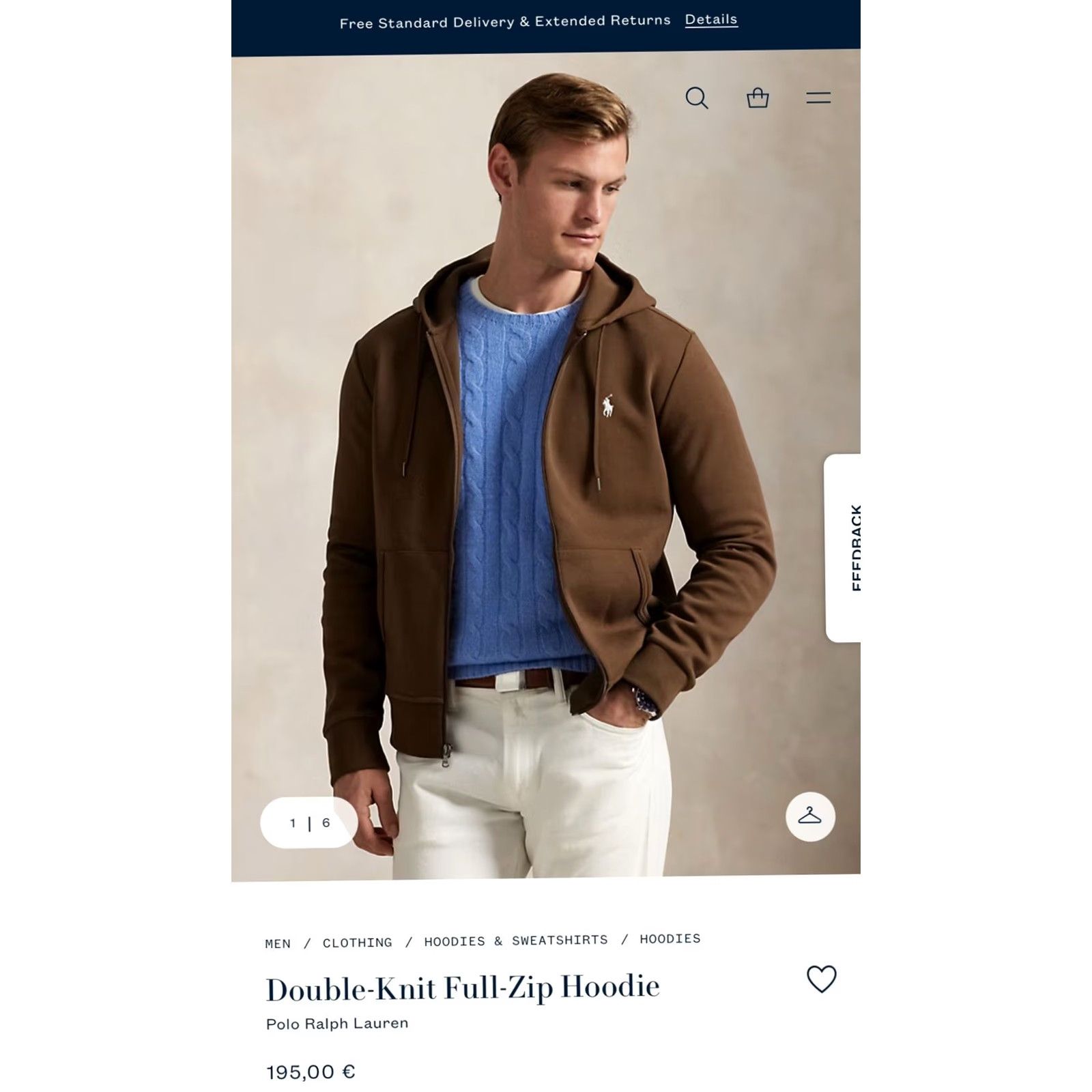 Polo Ralph Lauren VINTAGE? No, NWT Polo Ralph Lauren Full Zip Hoodie Brown M Men Shirt? Size US M / EU 48-50 / 2 - 2 Thumbnail