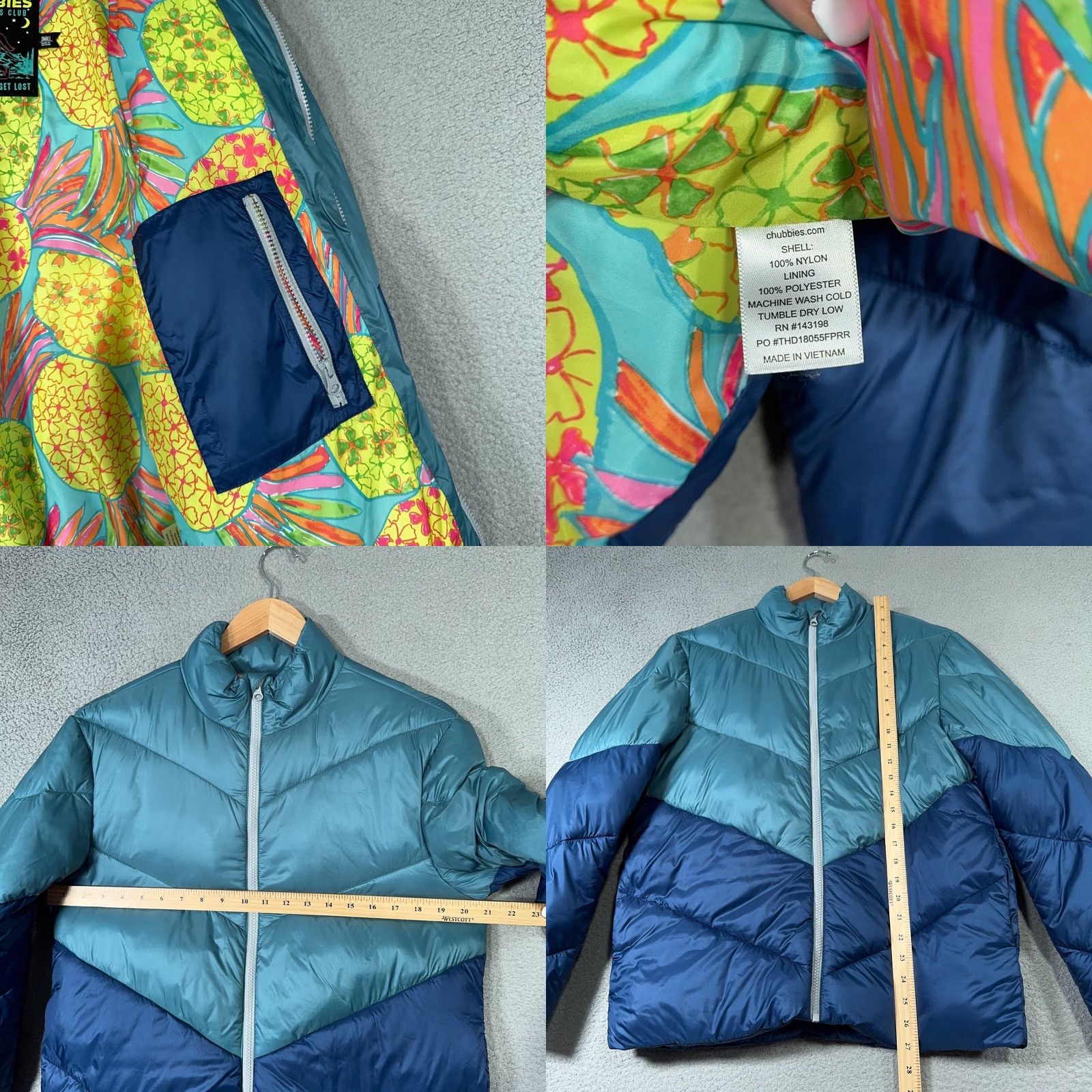 Chubbies Chubbies Puffer Jacket Mens Small Colorblock Wanders Club Full Zip Quilted Coat Size US S / EU 44-46 / 1 - 8 Thumbnail