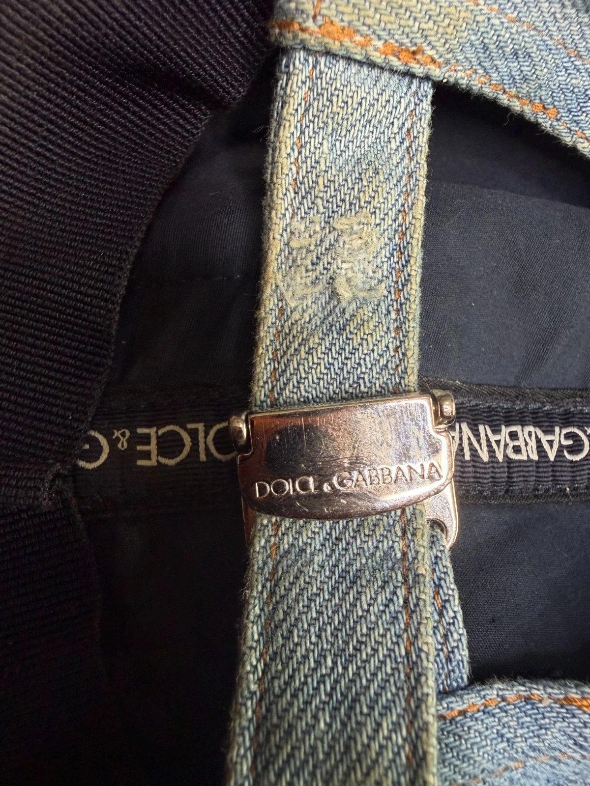 Dolce & Gabbana Silver Logo Plate Denim Distressed Hat Size ONE SIZE - 11 Thumbnail