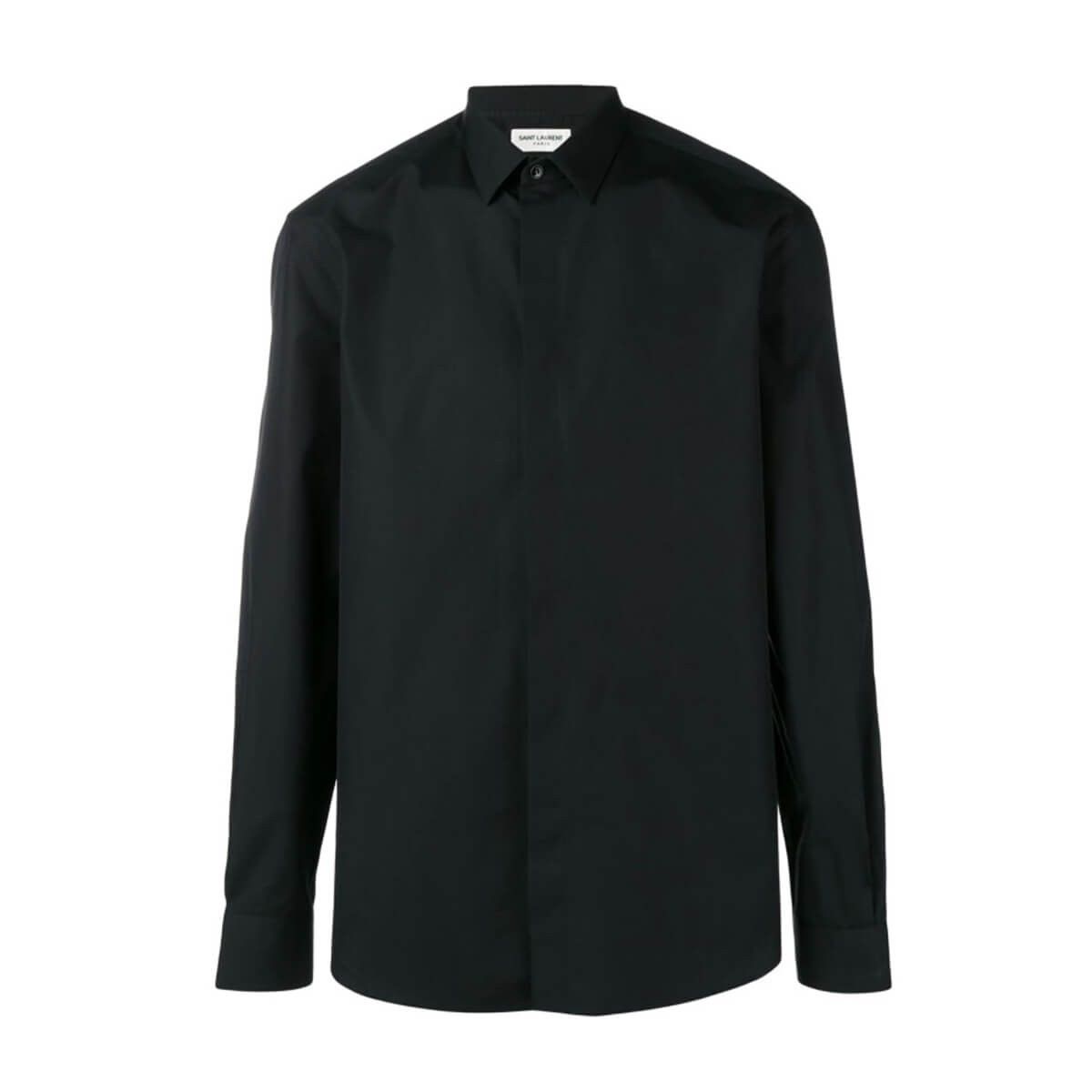 Saint Laurent Paris o1s1wg110625 564269 Shirt in Cotton Poplin in Black Size US L / EU 52-54 / 3 - 1 Thumbnail