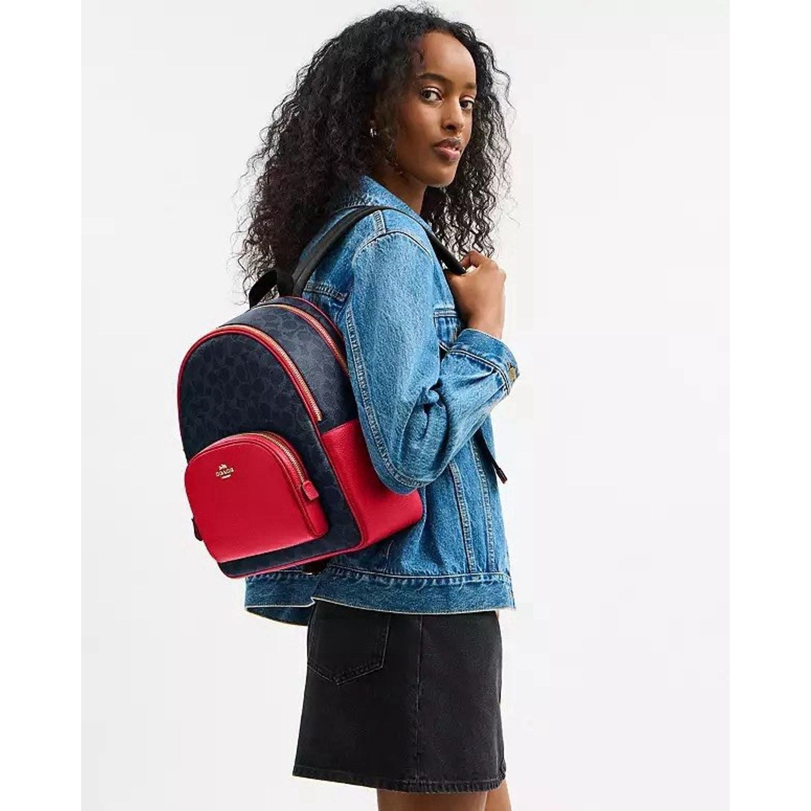 Coach NWT Coach Court Backpack Canvas CZ176 Denim/Bold Red Size ONE SIZE - 7 Thumbnail
