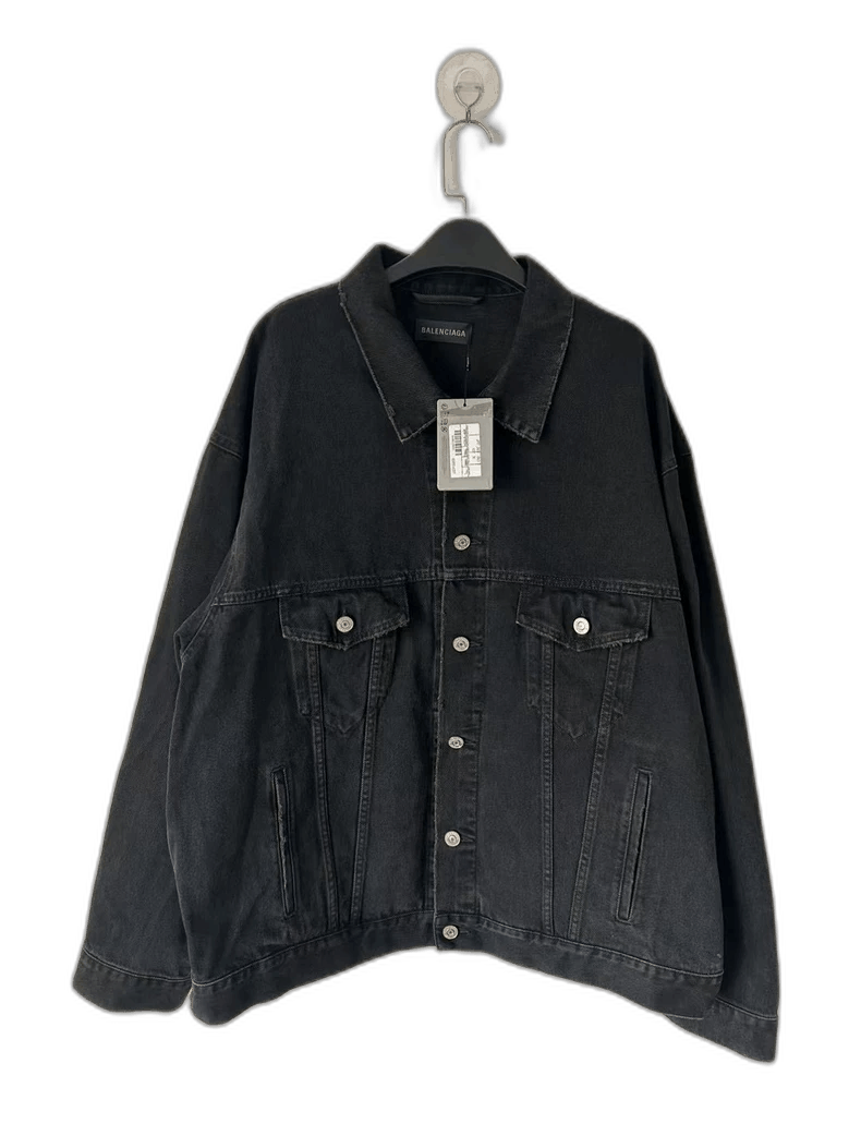 Balenciaga balenciaga distressed black denim jacket Size US L / EU 52-54 / 3 - 1 Thumbnail