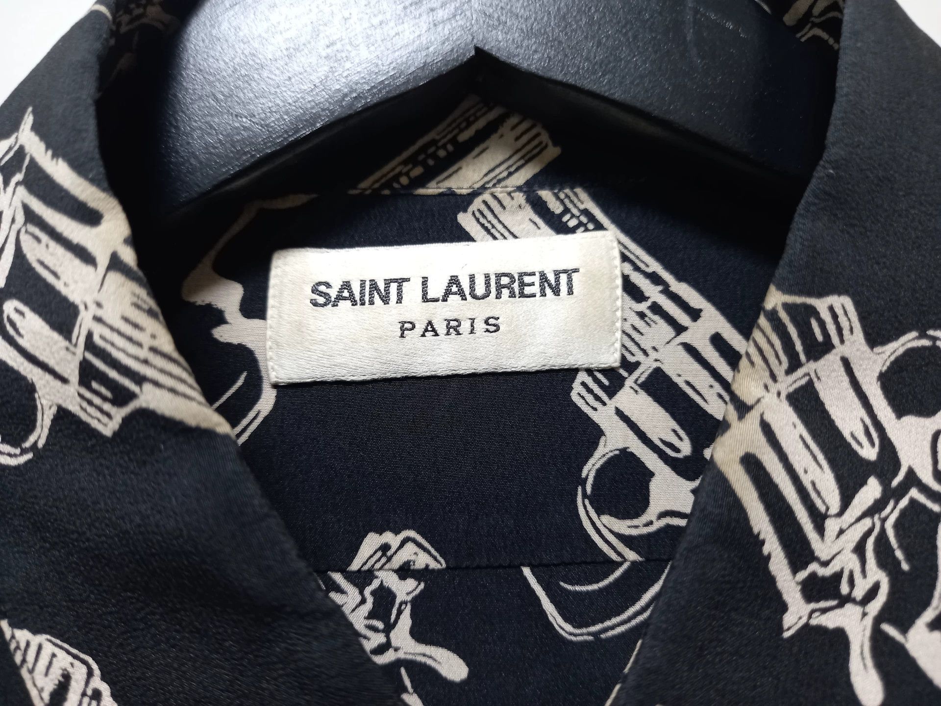 Saint Laurent Paris SLP 14ss Revolver Shirt Skull/Sea/Note 38 Size US XXS / EU 40 - 4 Thumbnail