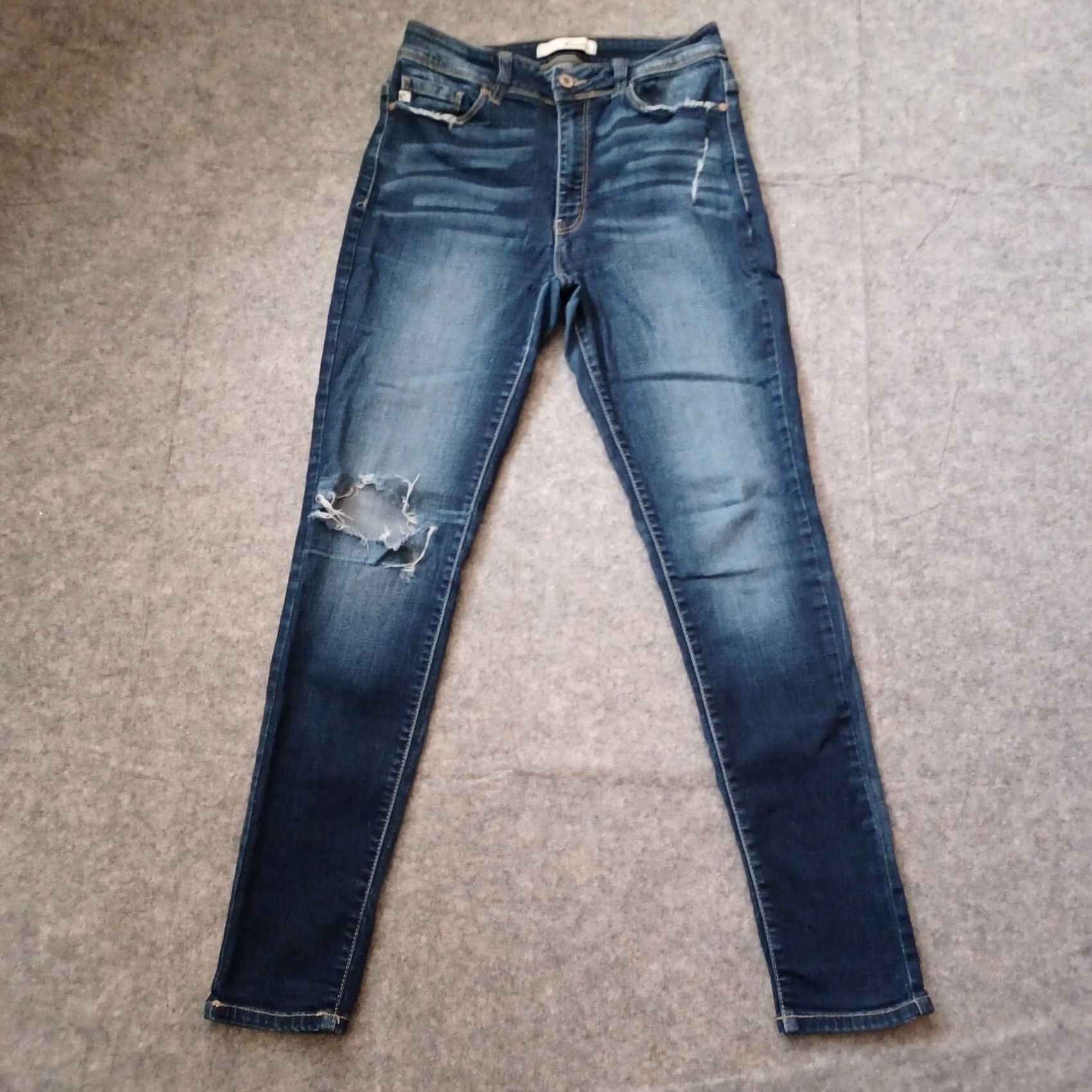 Vintage Kancan Jeans Womens 28 Blue Denim Mid Rise Skinny Distressed Stretch Cut 1210 Jeans Size 28" / US 6 / IT 42 - 2 Thumbnail