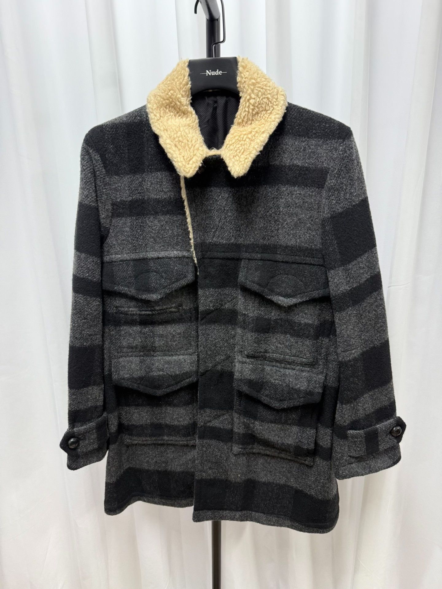 wool coat with faux fur collar