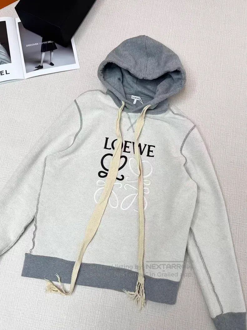 Loewe Loewe Grey embroidered large logo hooded sweatshirt Size M / US 6-8 / IT 42-44 - 3 Thumbnail