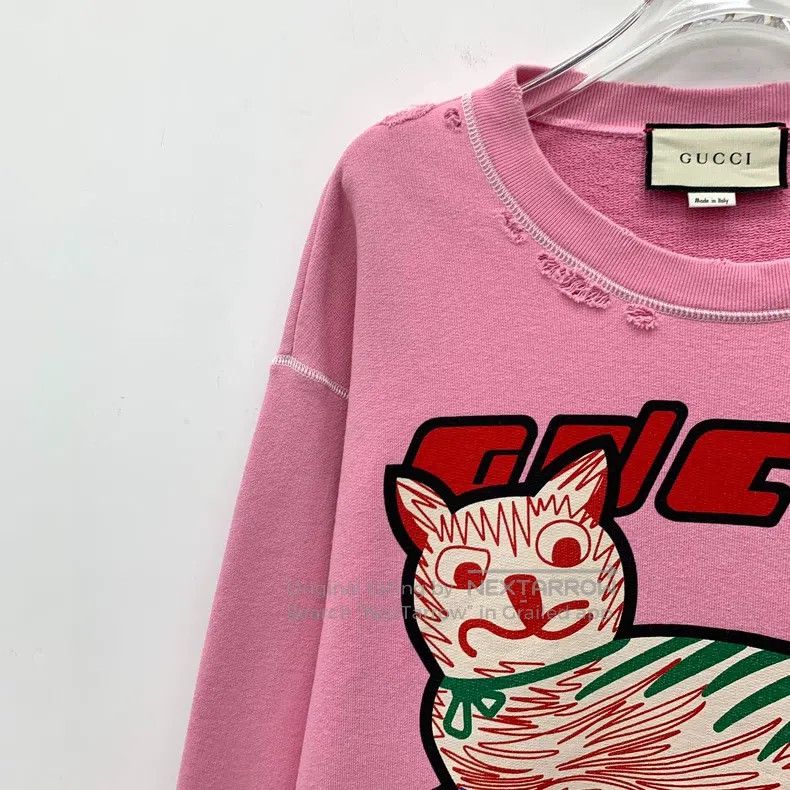 Gucci gucci Pink logo letter cat print old broken hole cotton ro Size XS / US 0-2 / IT 36-38 - 3 Thumbnail