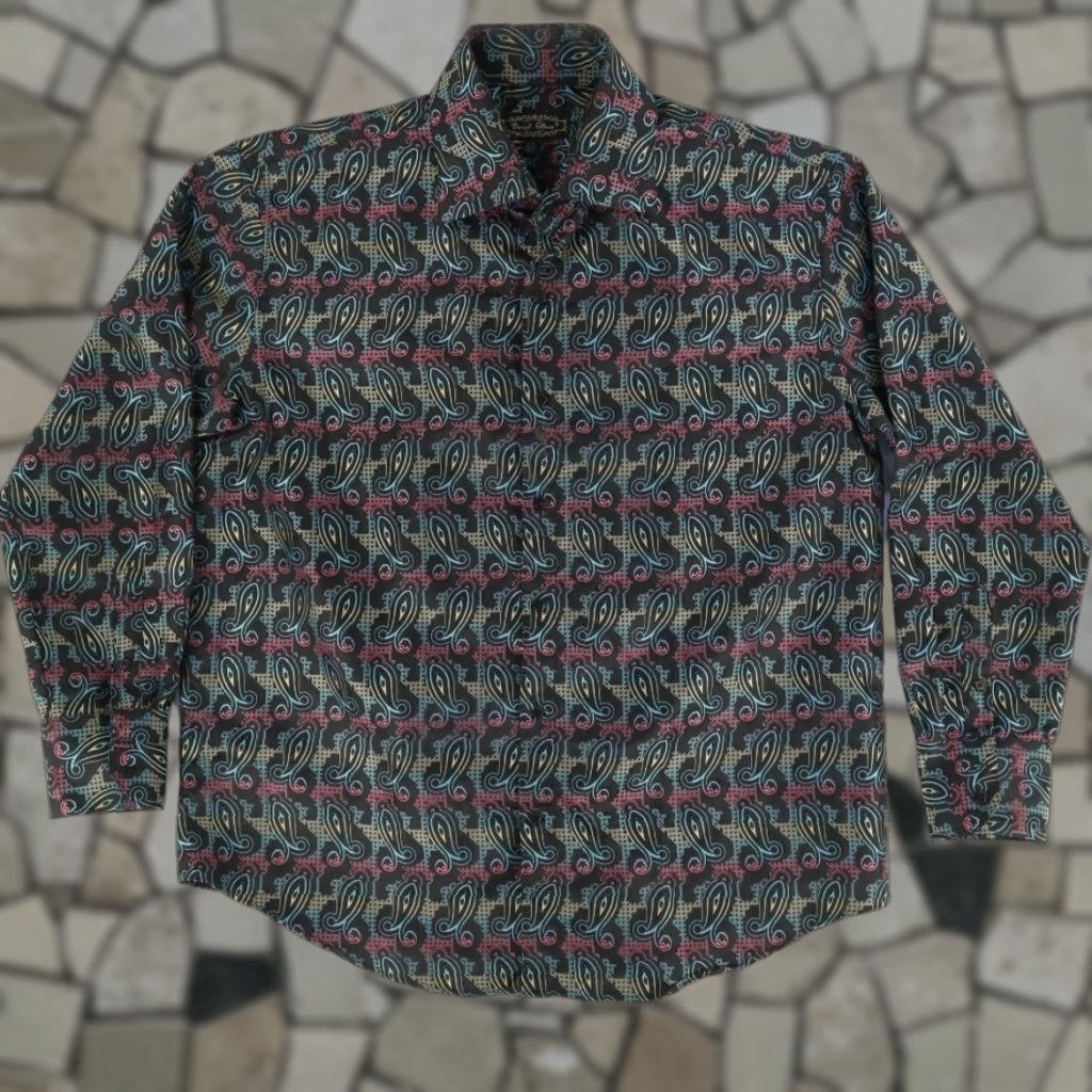 Vintage Daniel Ellissa Geometric Paisley 18 1/2 Polyester Solid Shirt Black Men's 2XL Size US XXL / EU 58 / 5 - 1 Thumbnail