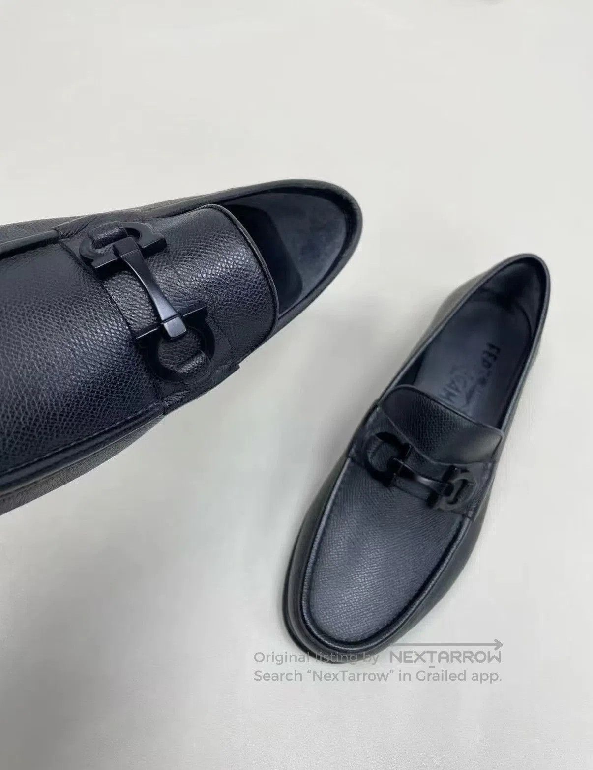 Salvatore Ferragamo Black Leather Slip-On Loafers with Buckle Accent. Size US 7 / EU 40 - 6 Thumbnail