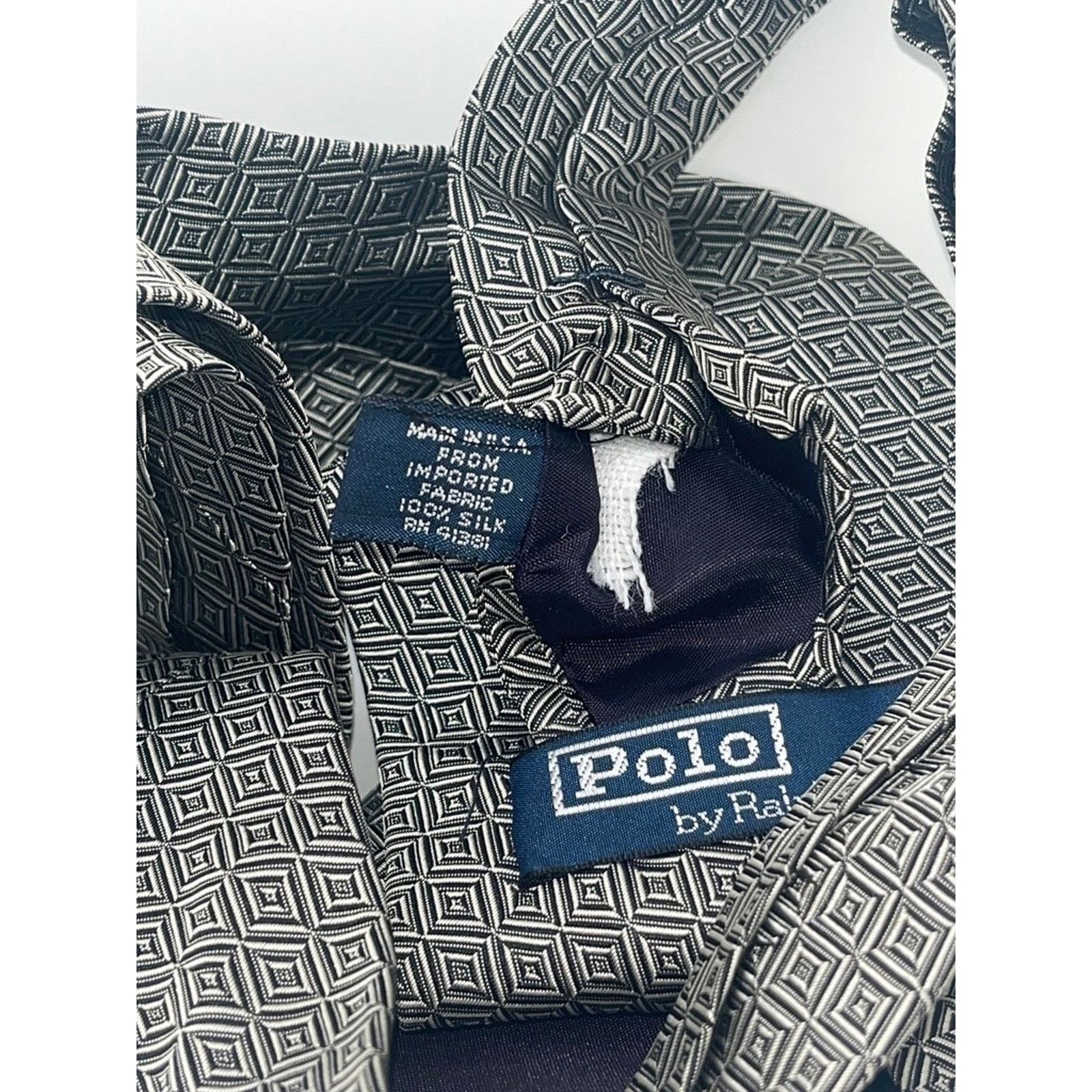 Polo Ralph Lauren Polo Ralph Lauren Handmade Silk Tie Geometric Diamond Size ONE SIZE - 7 Thumbnail