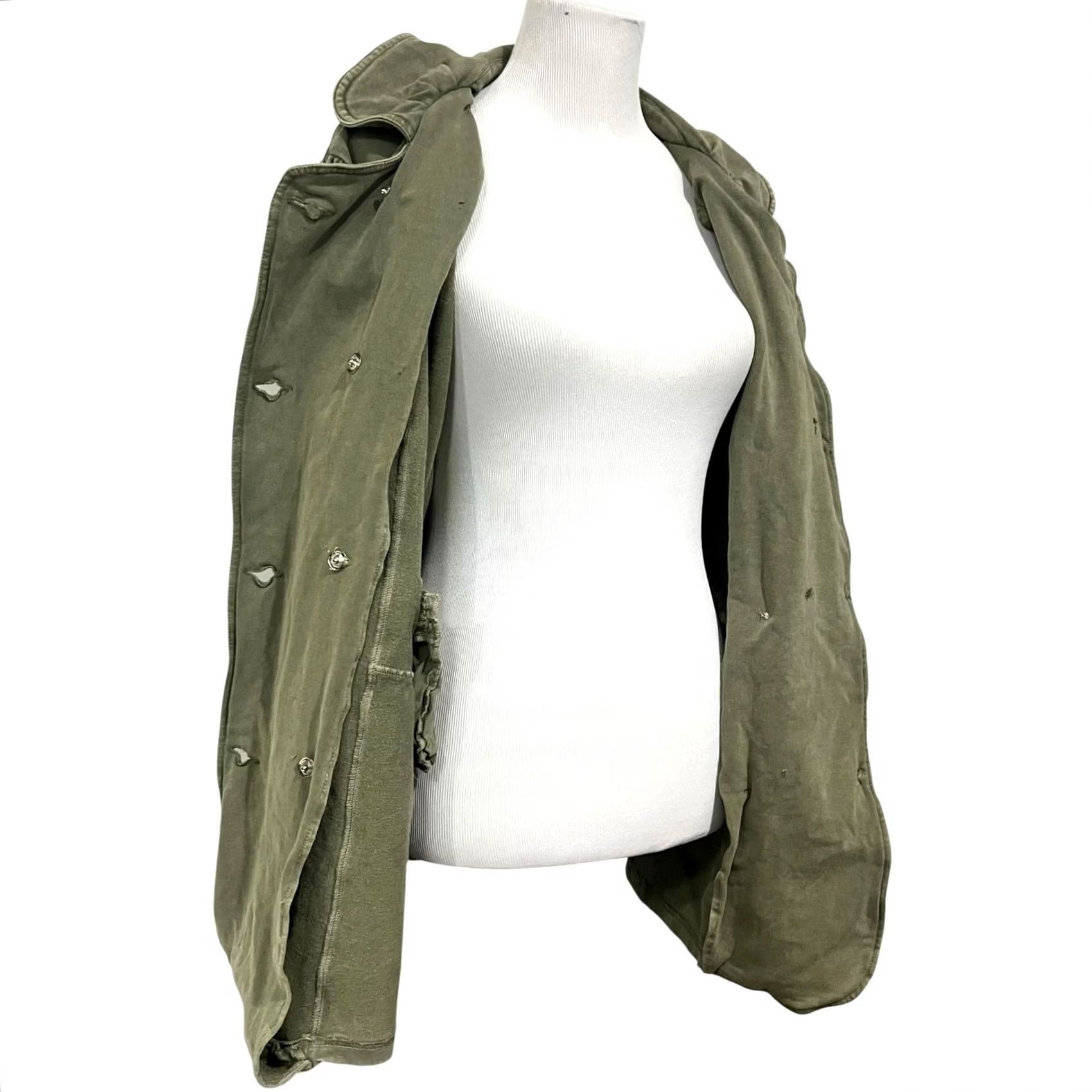 Doublet Ojai Women’s Jacket Green Peacoat Double Breasted Buttons Cotton Made India XL Jacket Women Long Sleeve Solid Pea Coat XOAI? Size XL / US 12-14 / IT 48-50 - 4 Thumbnail