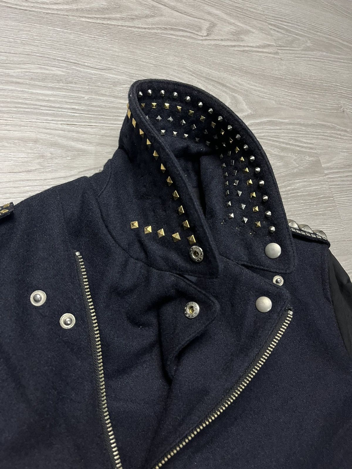 If Six Was Nine × Japanese Brand × Le Grande Bleu (L.G.B.) Mr Weather Studded Ramones Style Woll Jacket Size US M / EU 48-50 / 2 - 6 Thumbnail