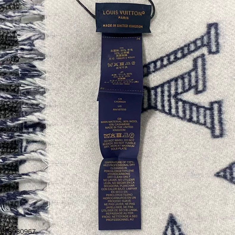 Louis Vuitton Louis Vuitton White and blue double-sided full-print scarf Size ONE SIZE - 4 Thumbnail