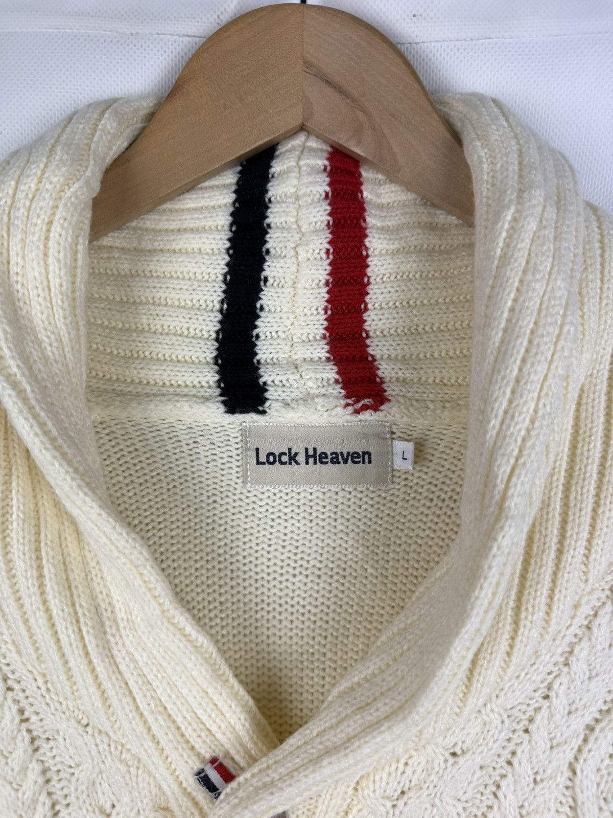 Japanese Brand Lock Heaven Japanese Cable Knit Shawl Cardigan Sweater Size US L / EU 52-54 / 3 - 8 Thumbnail