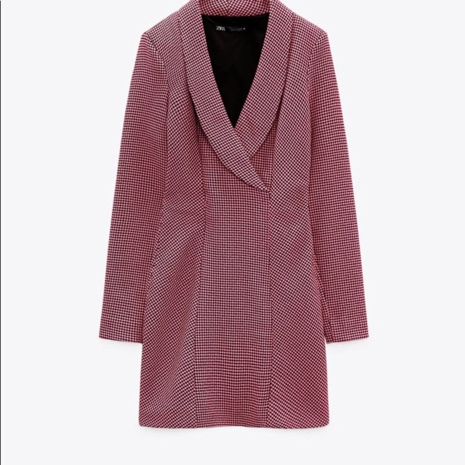 Zara ZARA BLOGGER FAVORITE HOUNDSTOOTH BLAZER DRESS NEON PINK Size L / US 10 / IT 46 - 10 Thumbnail