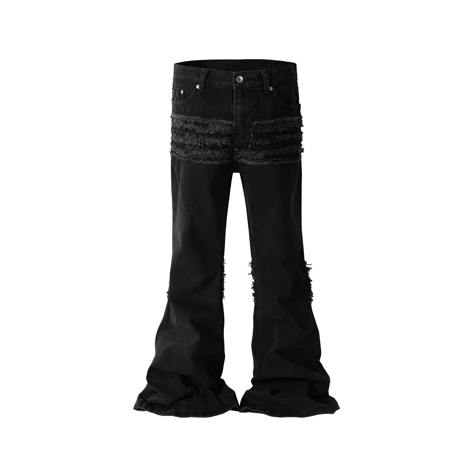 Japanese Brand × Jean Frayed Tassel Black Flare Jeans Size US 33 - 4 Thumbnail