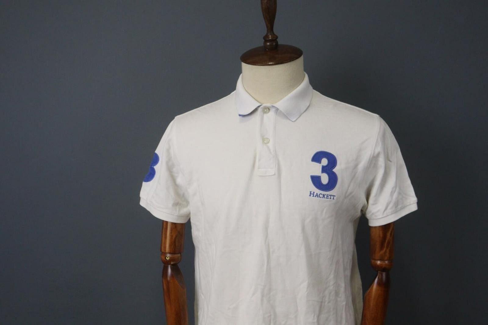 Designer Hackett London White Cotton Logo Popover Polo Shirt Size XL Size US XL / EU 56 / 4 - 2 Thumbnail