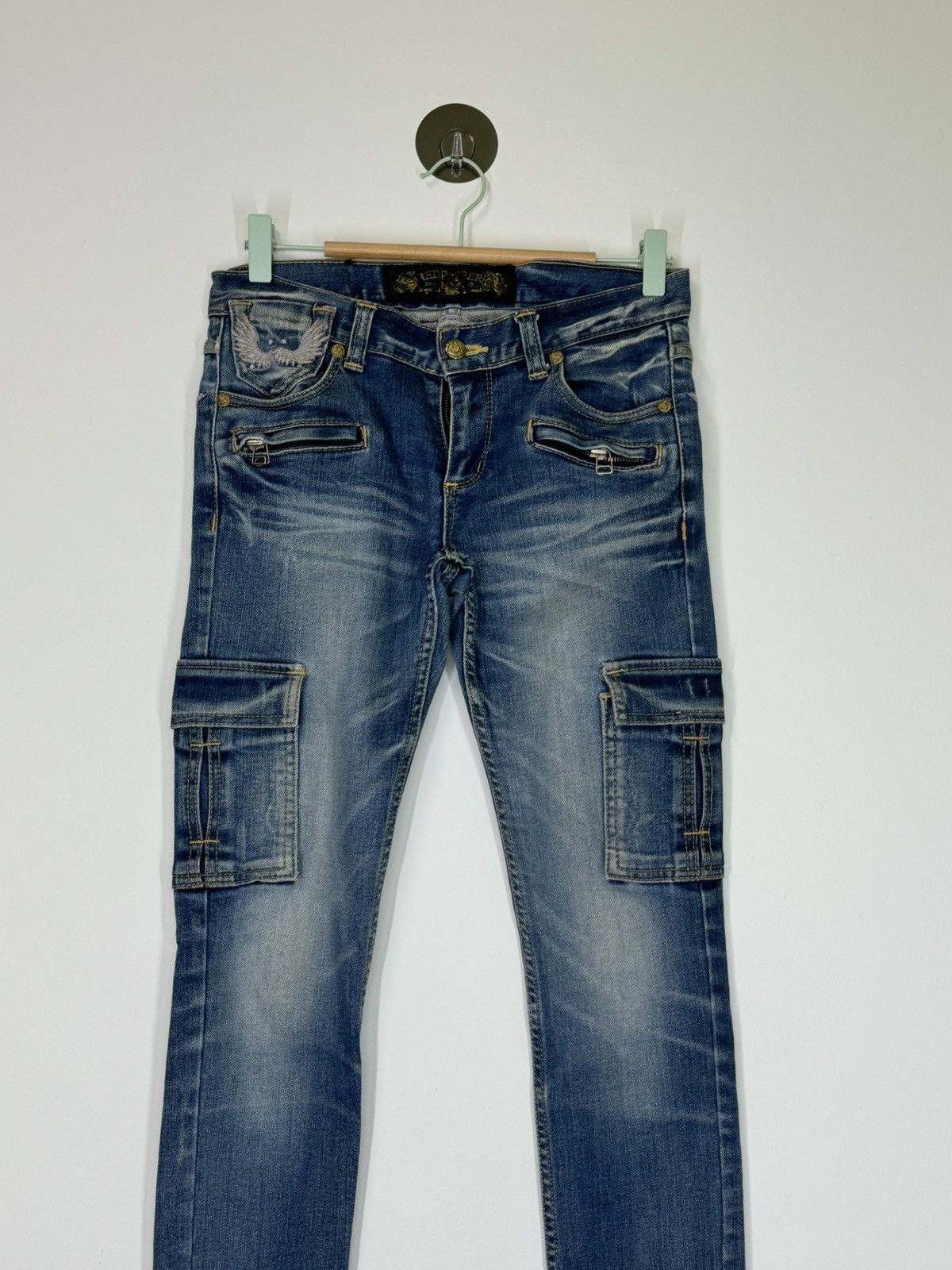 If Six Was Nine Acid Wash RedPepper Skinny Multi Pocket Jeans Low Rise Size US 28 / EU 44 - 3 Thumbnail