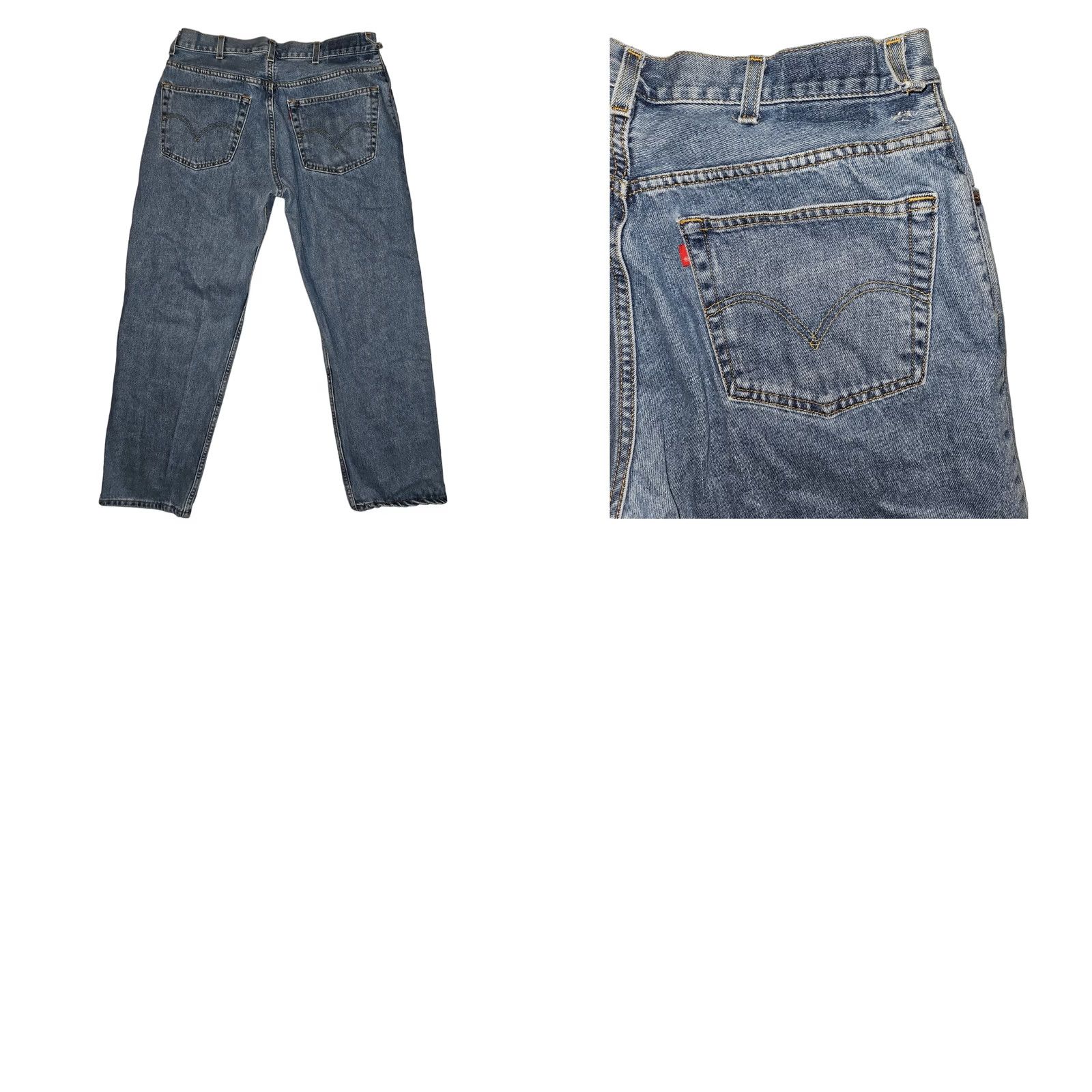 Levi's Levi's 550 Jeans Men 38x28 Regular Mid Rise Straight Blue Denim Grunge 90s Style, Belt Loop Off, Good Used Condition Size US 38 / EU 54 - 8 Thumbnail