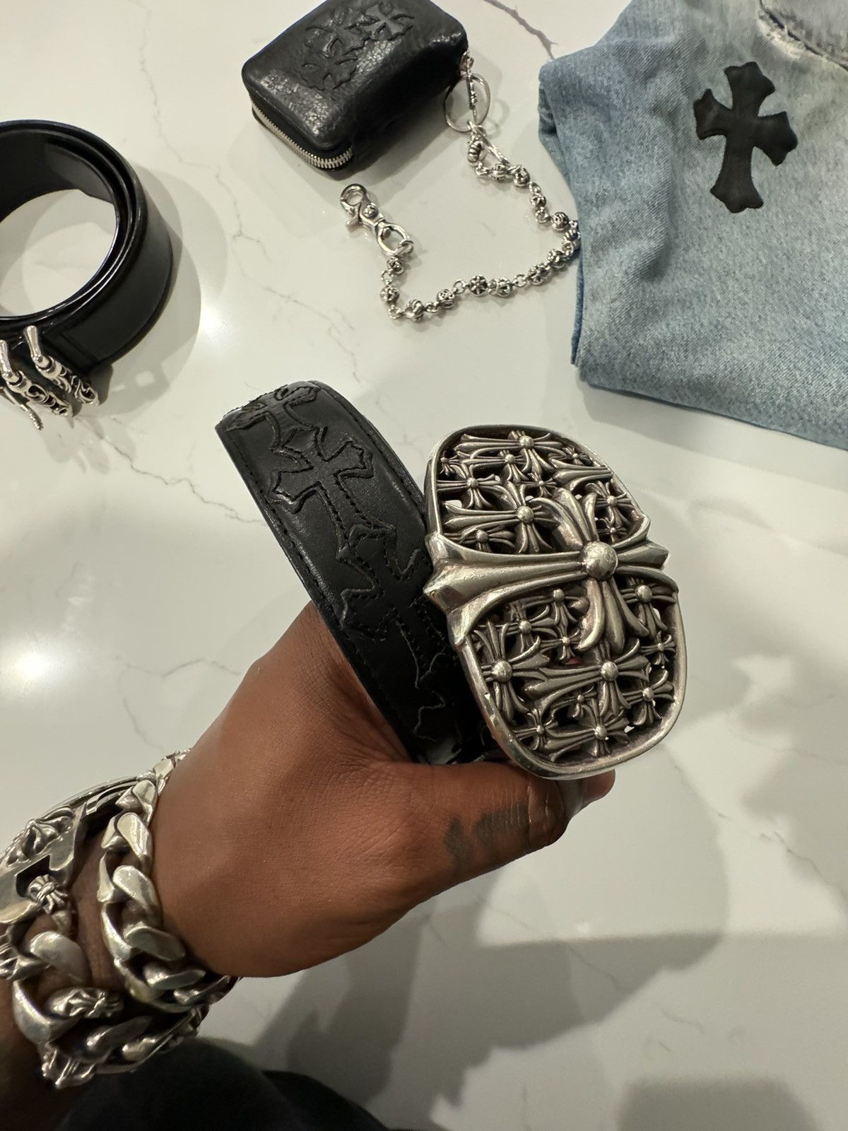 Chrome Hearts Chrome heart “CEMETERY” belt Size 36 - 6 Thumbnail