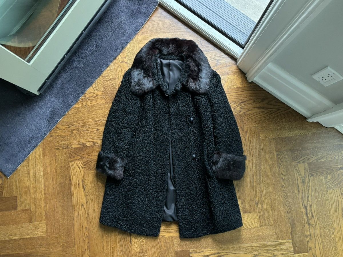 Vintage 1960s Astrakhan Coat Vintage Persian Lamb Wool Fur Trim Pea Size US XS / EU 42 / 0 - 18 Thumbnail
