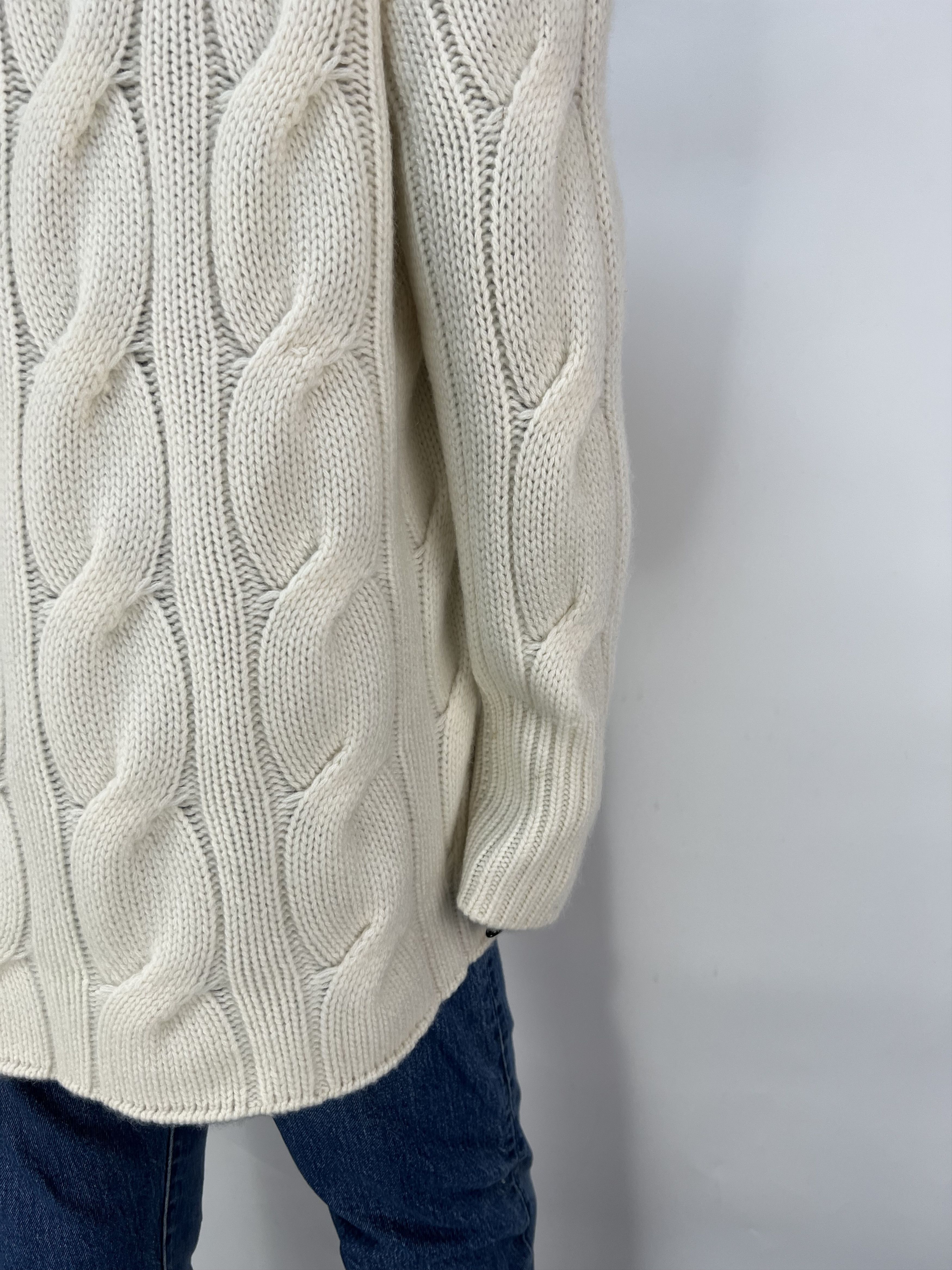 Autumn Cashmere Kujten 100% Cashmere Cable Knit V-Neck Sweater Oversized Size M / US 6-8 / IT 42-44 - 8 Thumbnail
