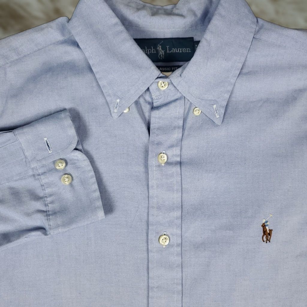 Ralph Lauren Ralph Lauren Shirt Mens 16 Blue Classic Pony Dress Button Up Long Sleeve Shirt (Dress Shirt) with Button-Down Collar Size 42R - 1 Thumbnail