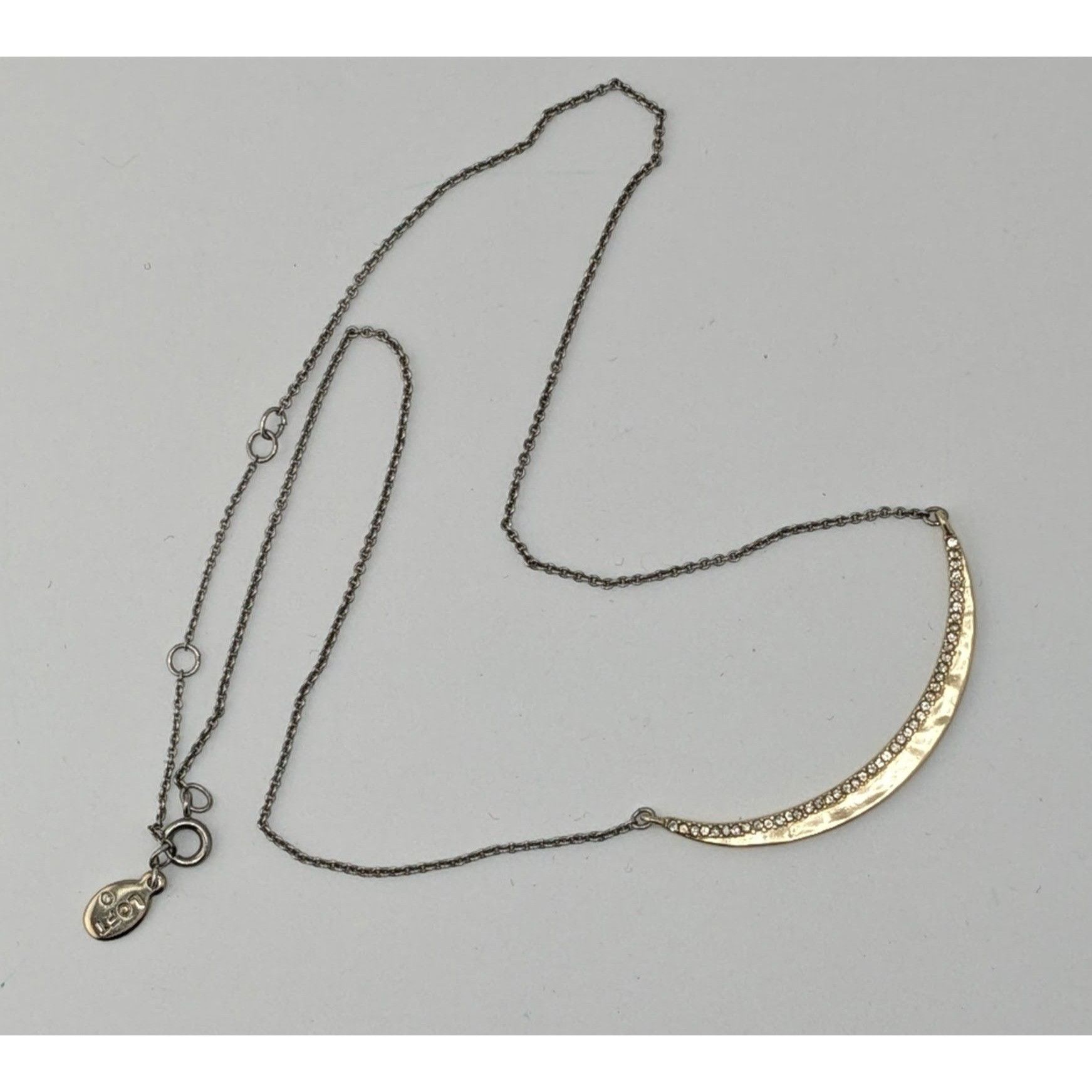 Loft Preppy Loft Crescent Moon Necklace Gold Tone With Rhinestone Size ONE SIZE - 5 Thumbnail