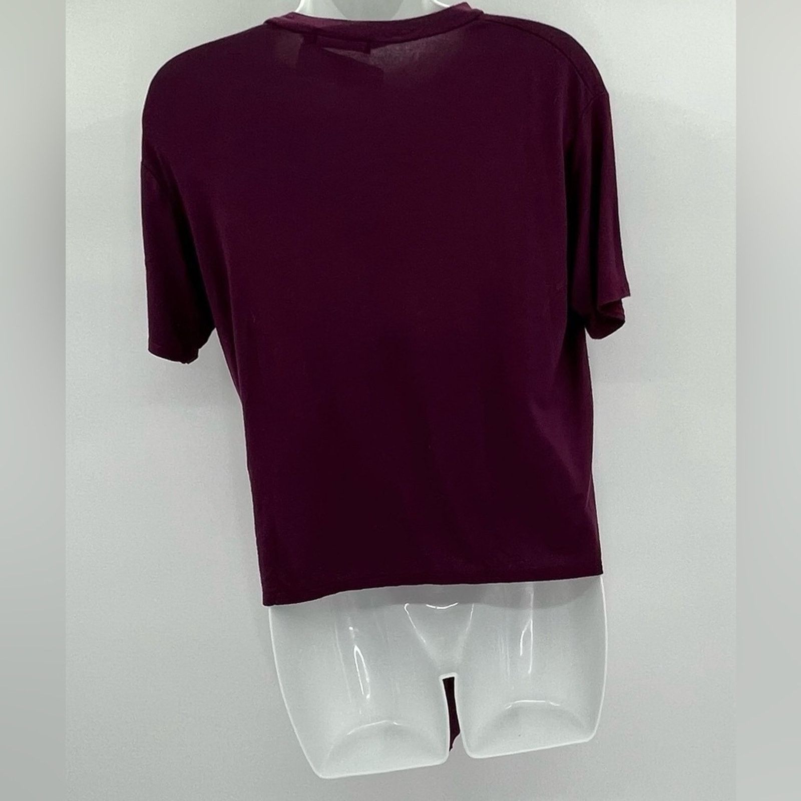 Boohoo BOOHOO WOMENS MAROON TIE FRONT TEE SZ2 Size XS / US 0-2 / IT 36-38 - 6 Thumbnail