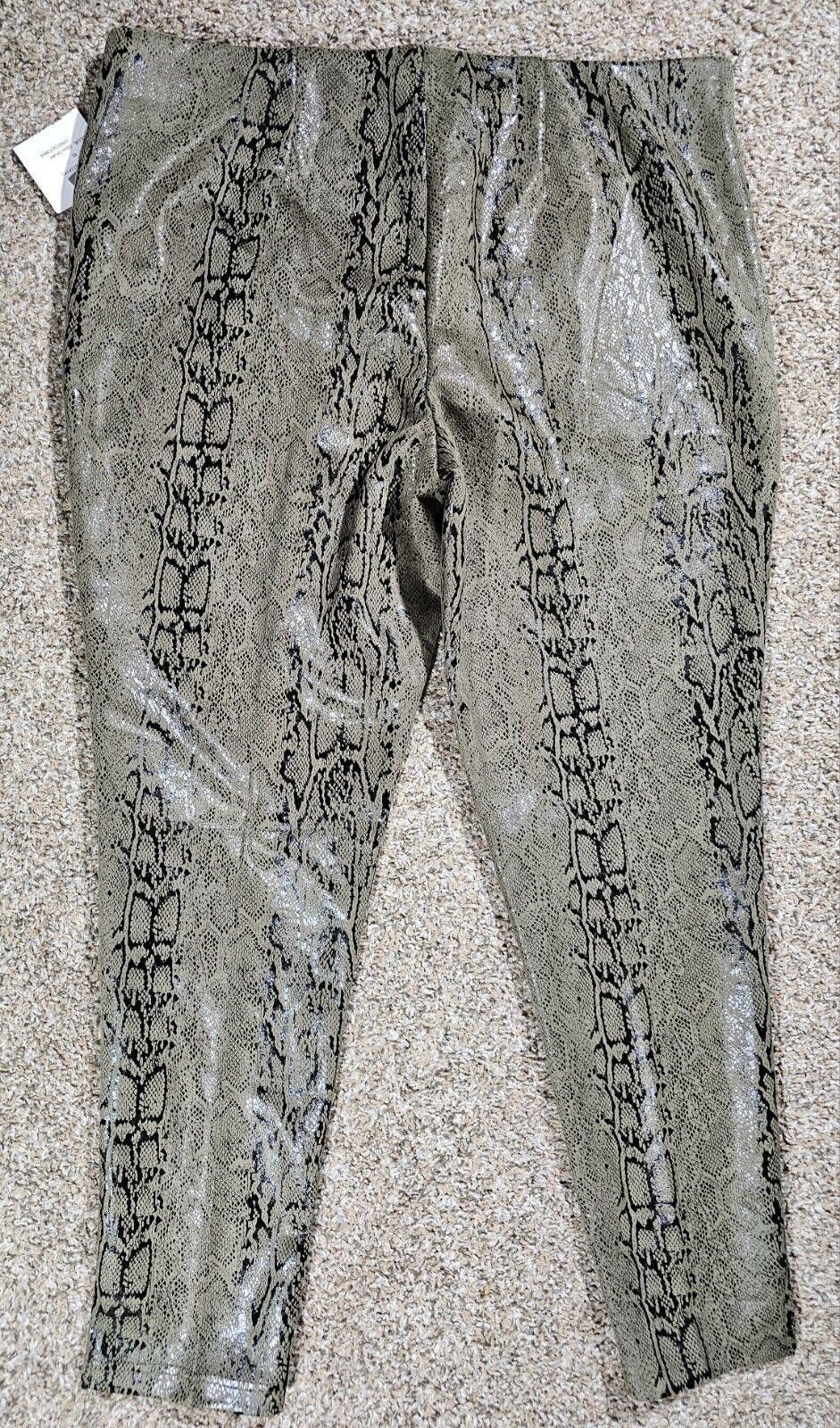 Designer Zac & Rachel XL Olive/snake slim ankle pants NWT Size 40" / US 18 - 6 Thumbnail