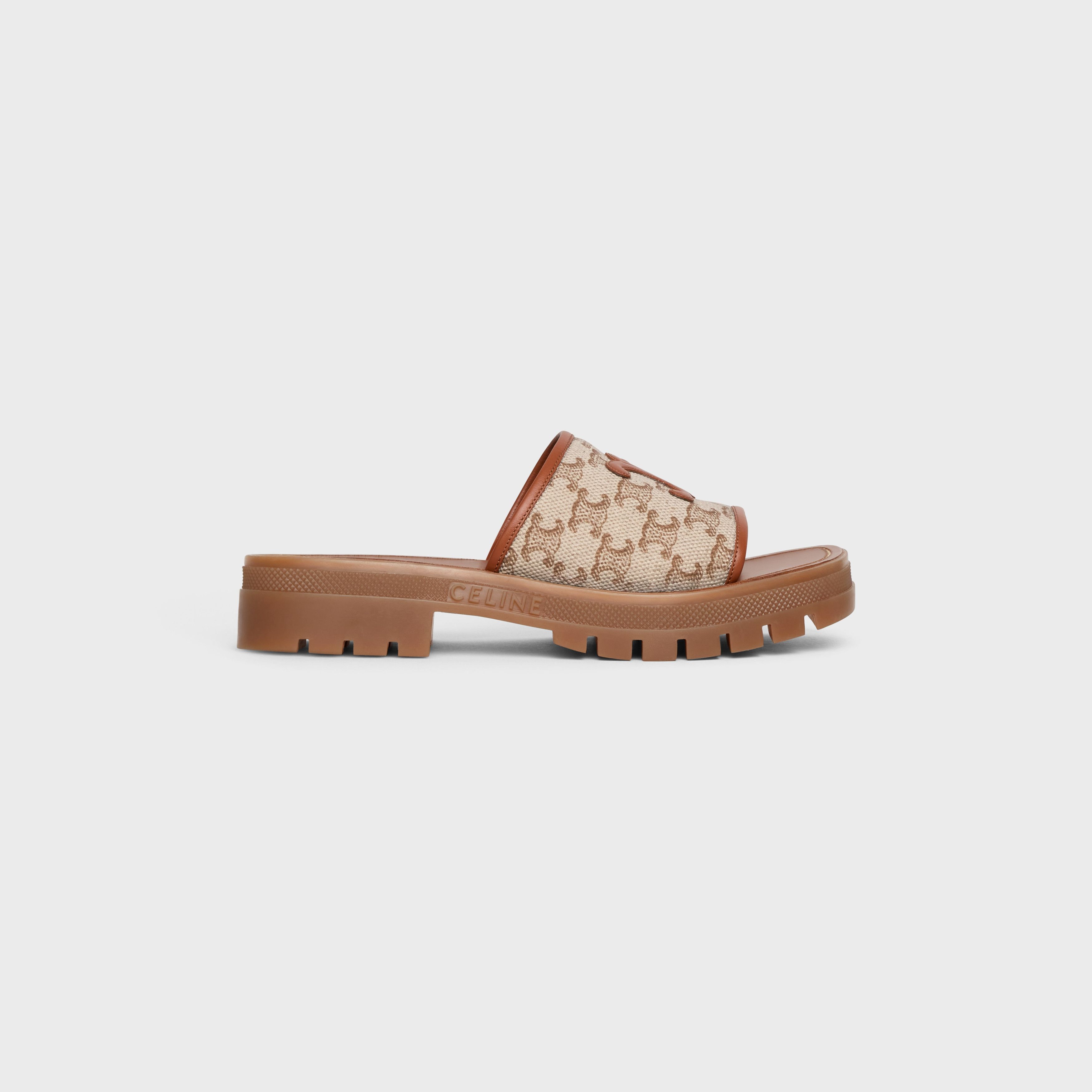 Celine o1bcso1str0925 348512275C Clea Triomphe Slides Brown/Beige Size US 6 / IT 36 - 1 Thumbnail