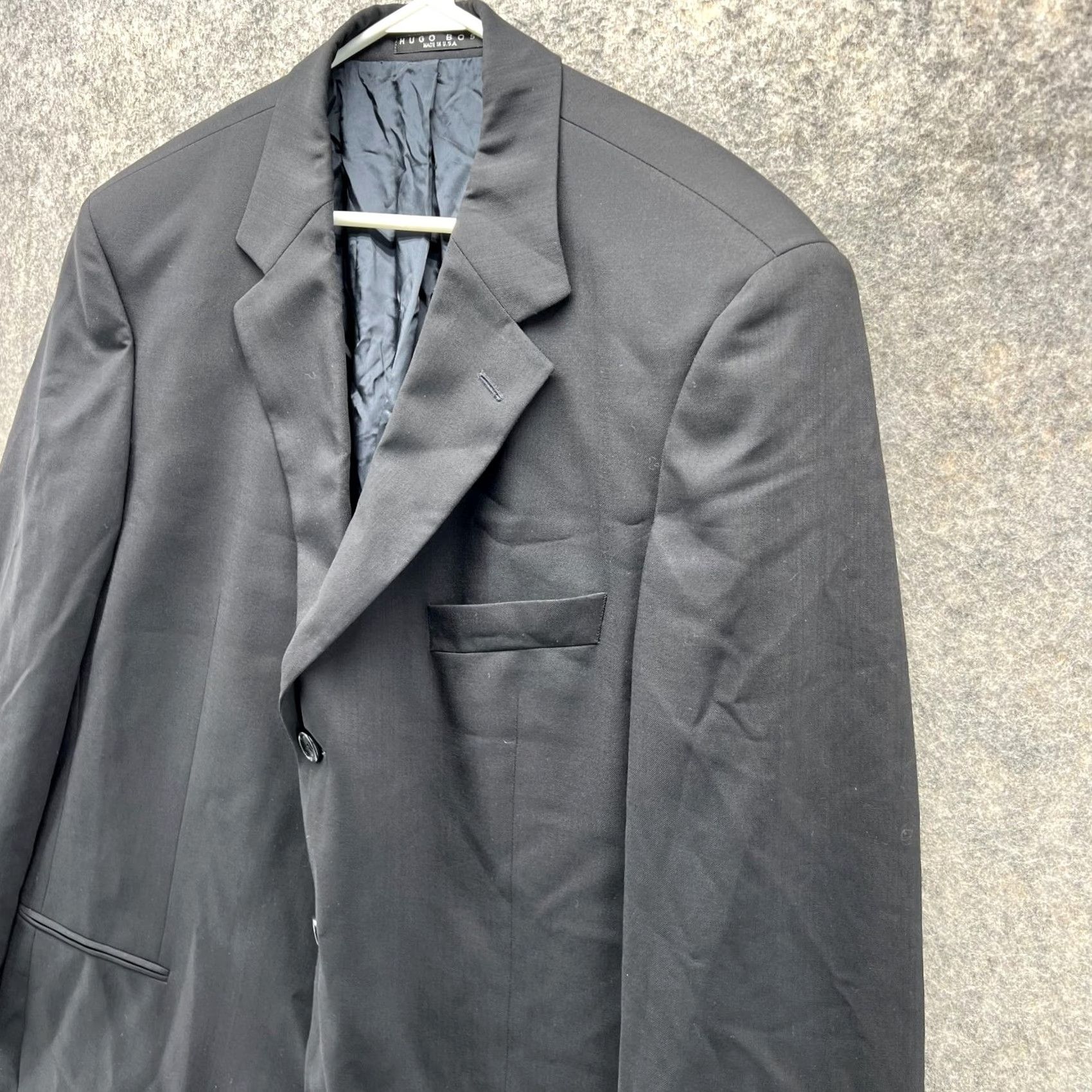 Hugo Boss HUGO BOSS Blazer Men 46R Black Wool Regular Single-Breasted 3-Button Jacket Coat Dress Suit Formal Business Casual Vintage No Size 46R - 4 Thumbnail