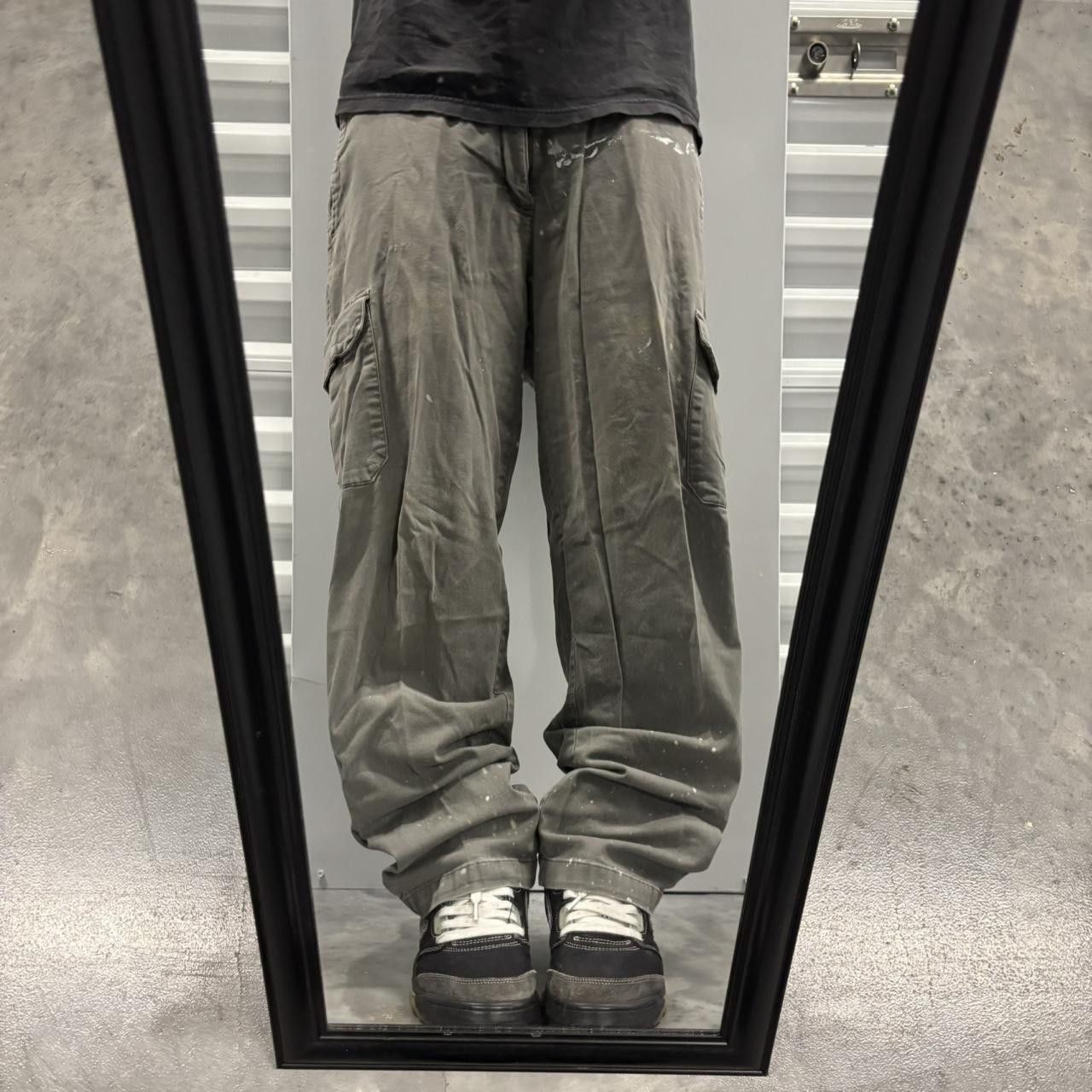 Japanese Brand × Vintage Crazy Vintage Y2K/2000s Grunge Faded Grey Skater Distressed Cargo Pants! Size US 34 / EU 50 - 1 Thumbnail