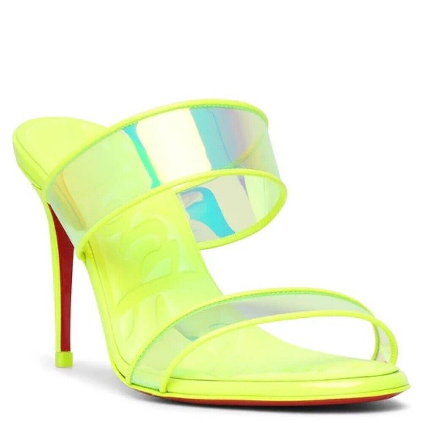 Yellow Neon Clear Mules Christian Louboutin Just Loubi 85 Mules