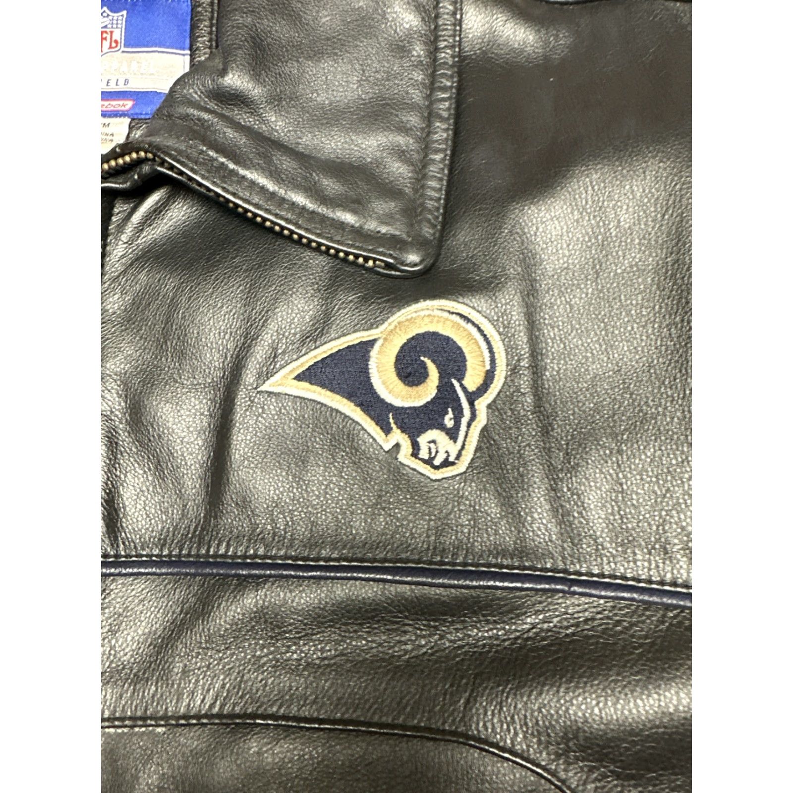 Reebok VINTAGE Los Angeles Rams Reebok Coat Jacket NFL Mens Size M Black Leather Bomber Lined Zip Size US M / EU 48-50 / 2 - 4 Thumbnail